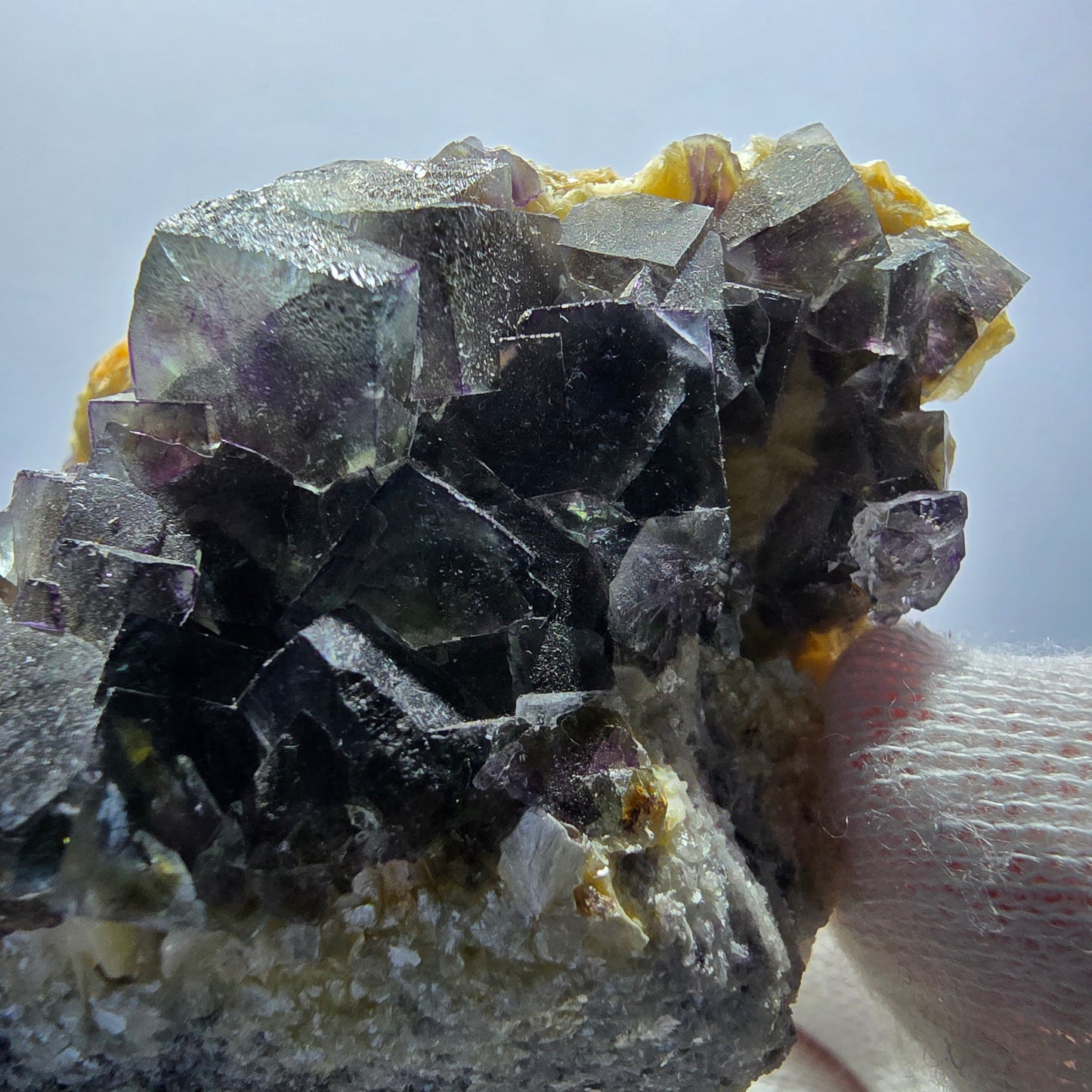 Bunte Phantom Fluorit Würfel Schörl Turmalin Muskovit Erongo, Namibia 72*58*48mm