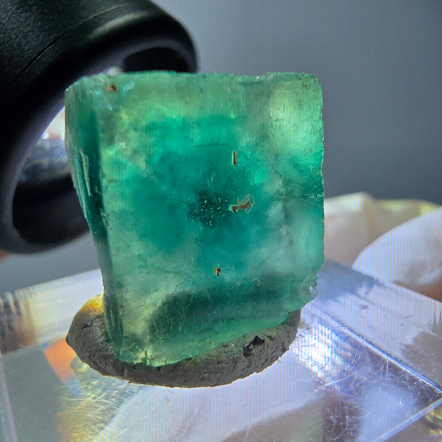 Klarer Phantom Fluorit Würfel parkettiert, grün Okorusu, Namibia 15*14*13mm