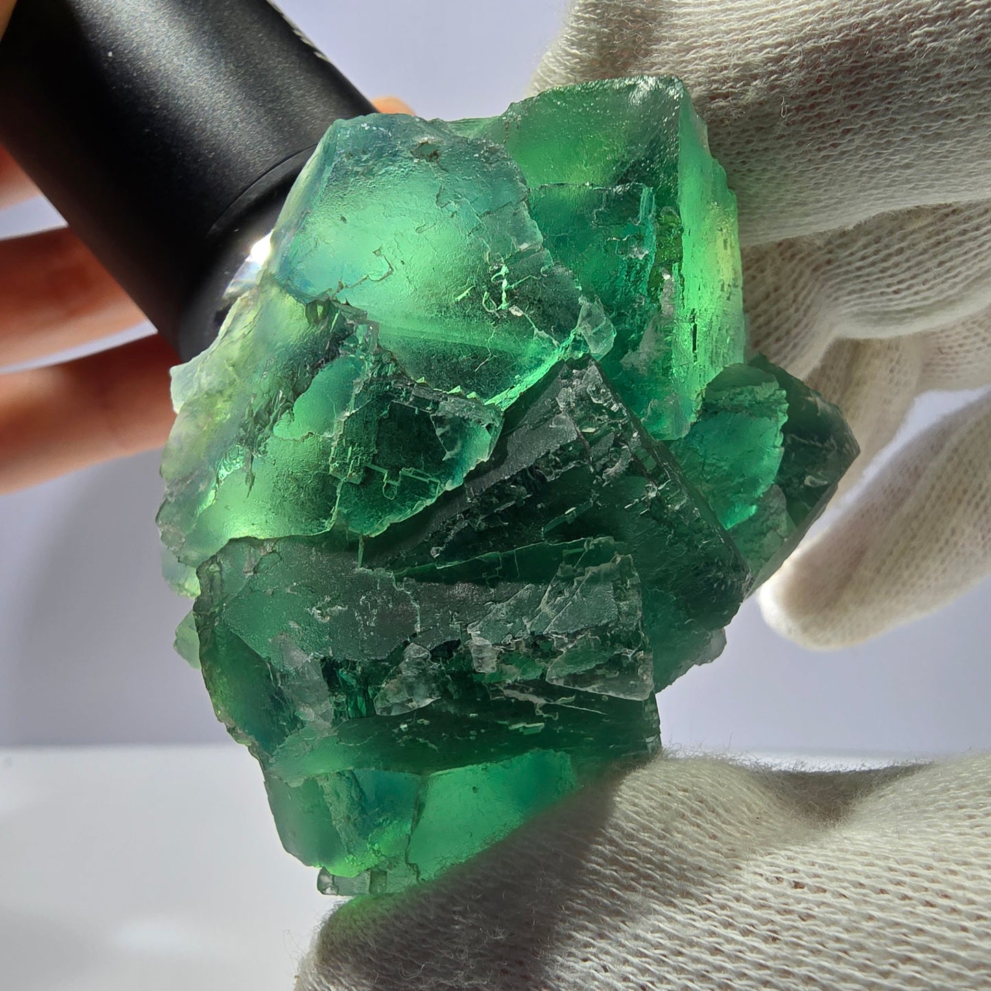 Rare spécimen de cube de fluorite fantôme, parqueté vert Okorusu, Namibie, 63 x 58 x 32 mm