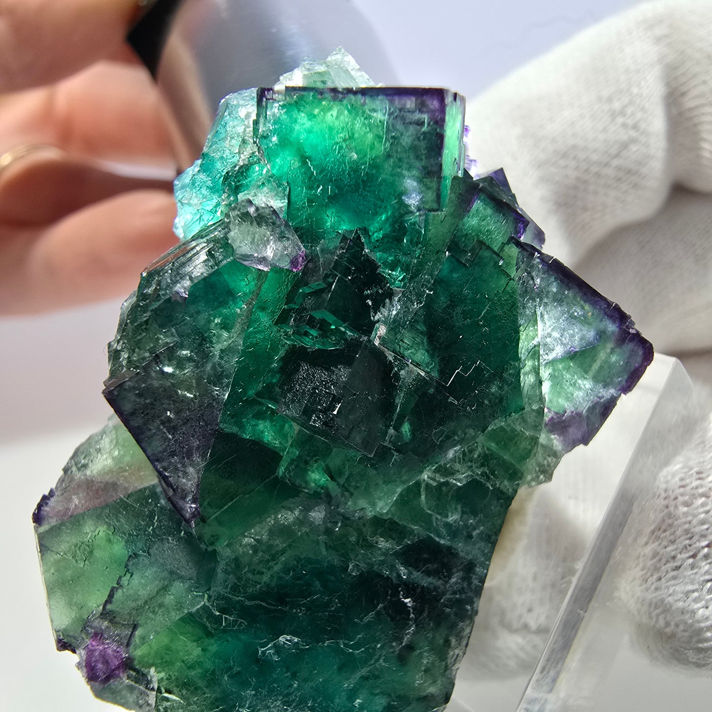 Phantom Fluorit Würfel Stufe parkettiert zonal Okorusu, Namibia 45*27*23mm