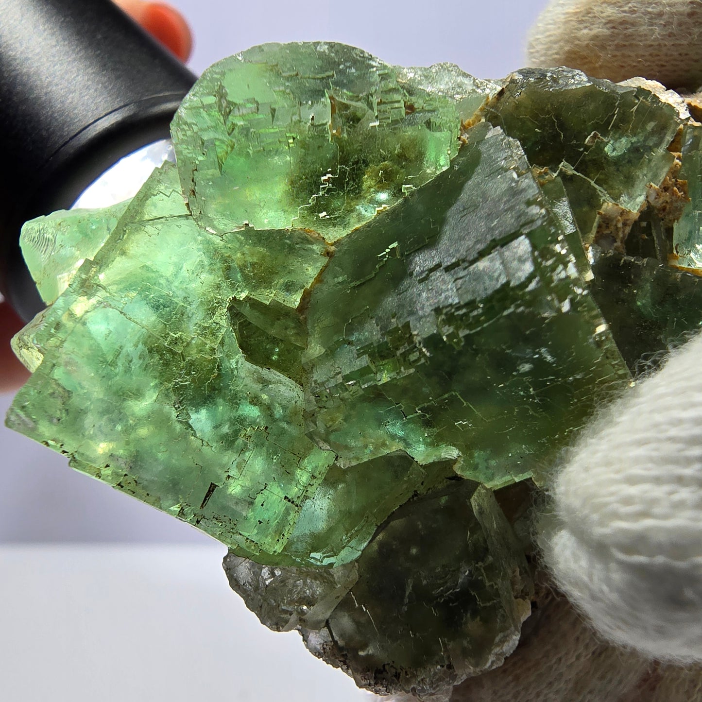 Rare spécimen de cube de fluorite fantôme, parqueté vert Okorusu, Namibie, 73 x 46 x 25 mm