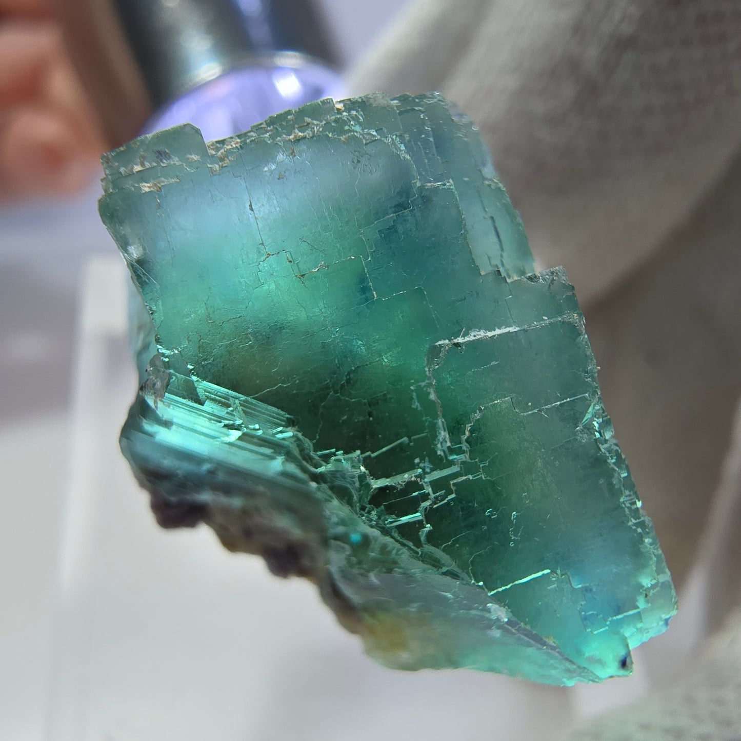 Klarer Phantom Fluorit Würfel parkettiert grün türkis Okorusu Namibia 26*24*16mm