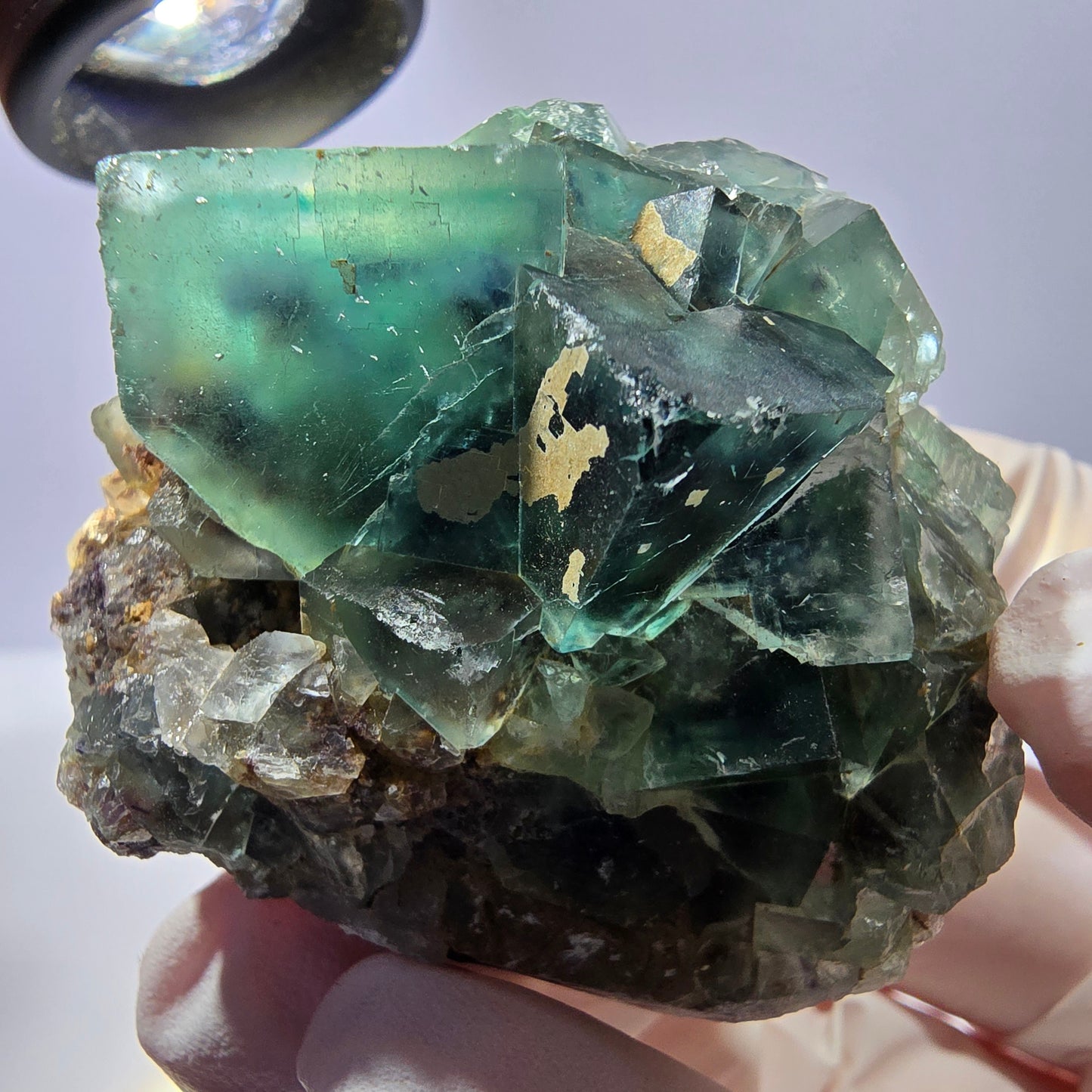 Rare cube de fluorite fantôme, spécimen de quartz vert Okorusu, Namibie 44 x 41 x 39 mm