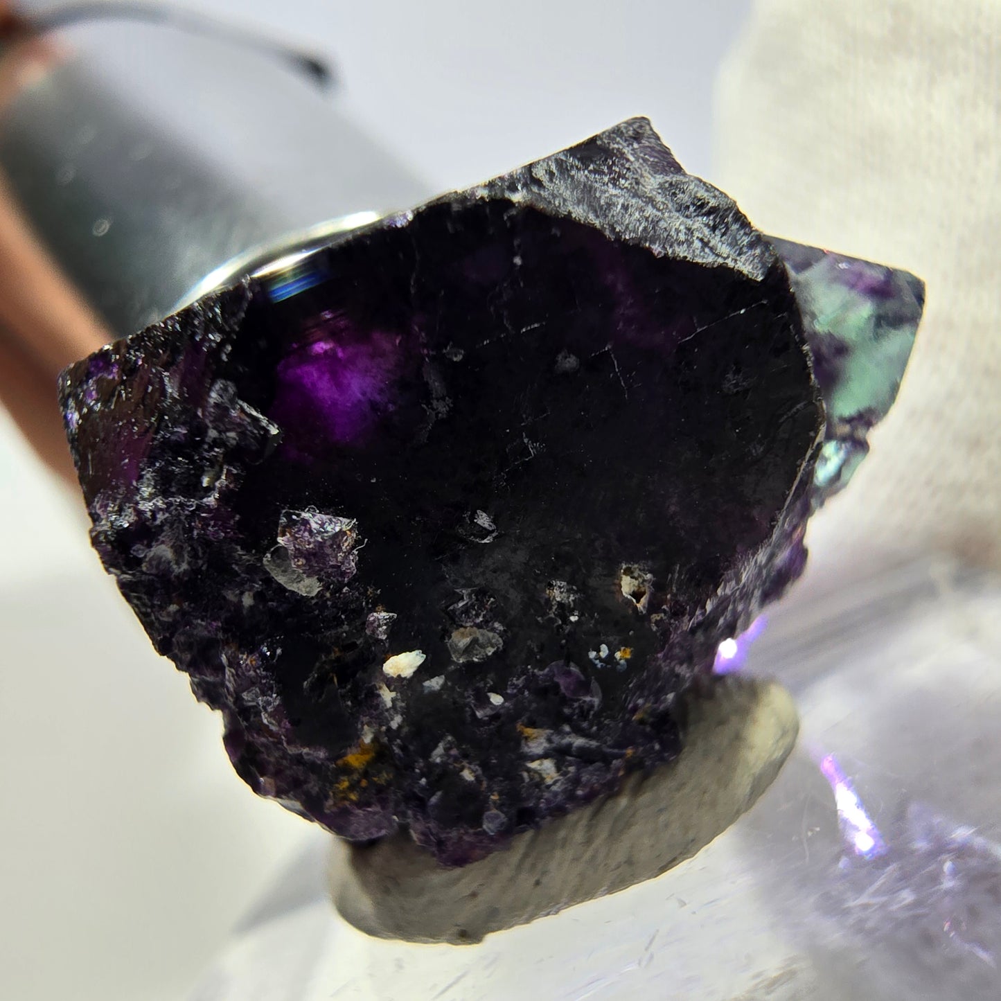 Spécimen de cube de fluorite fantôme zonal, vert violet Okorusu, Namibie 22*21*19mm