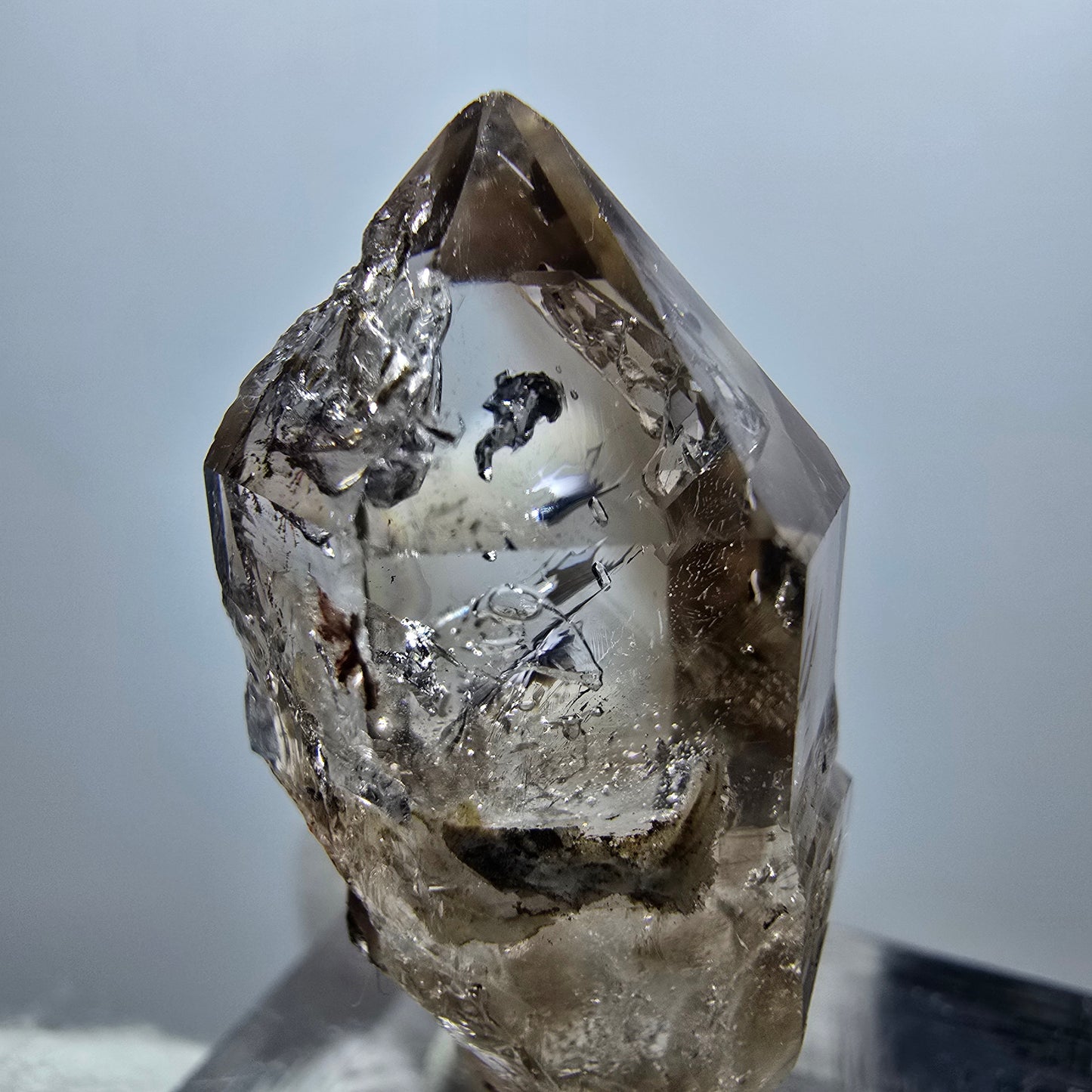 Sceptre Enhydro Phantom Smoky Quartz DT, 1x Bubble Goboboseb, Namibie 29*14*12mm
