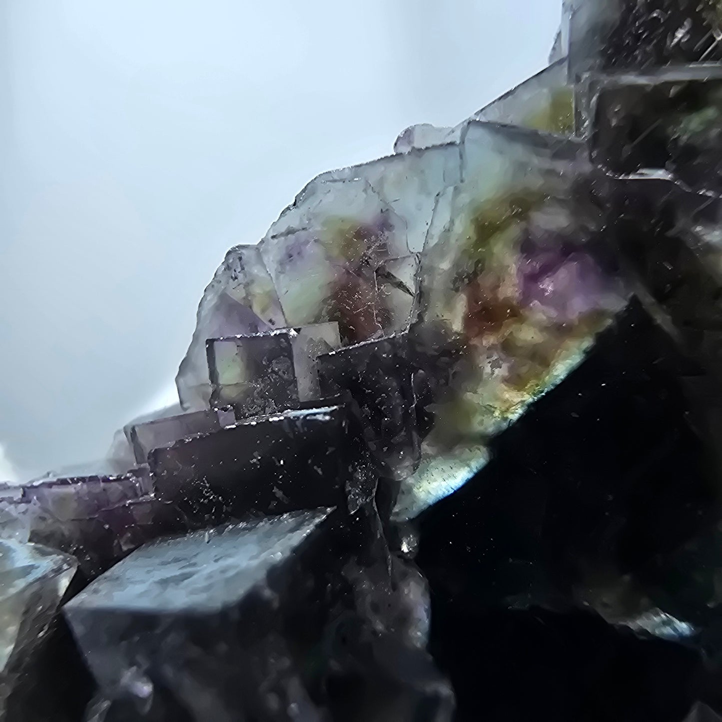 Colorful Phantom Fluorite Cubes, Hyalite, Schorl Tourmaline Erongo, Namibia 41*32*17mm