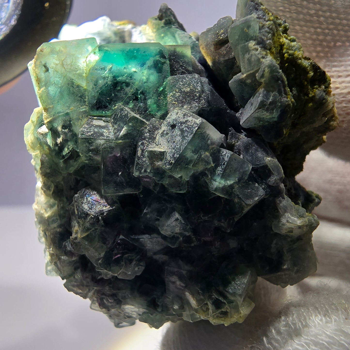 Cube de fluorite fantôme zonal, spécimen de tourmaline Schorl, Erongo, Namibie, 56 x 49 x 41 mm