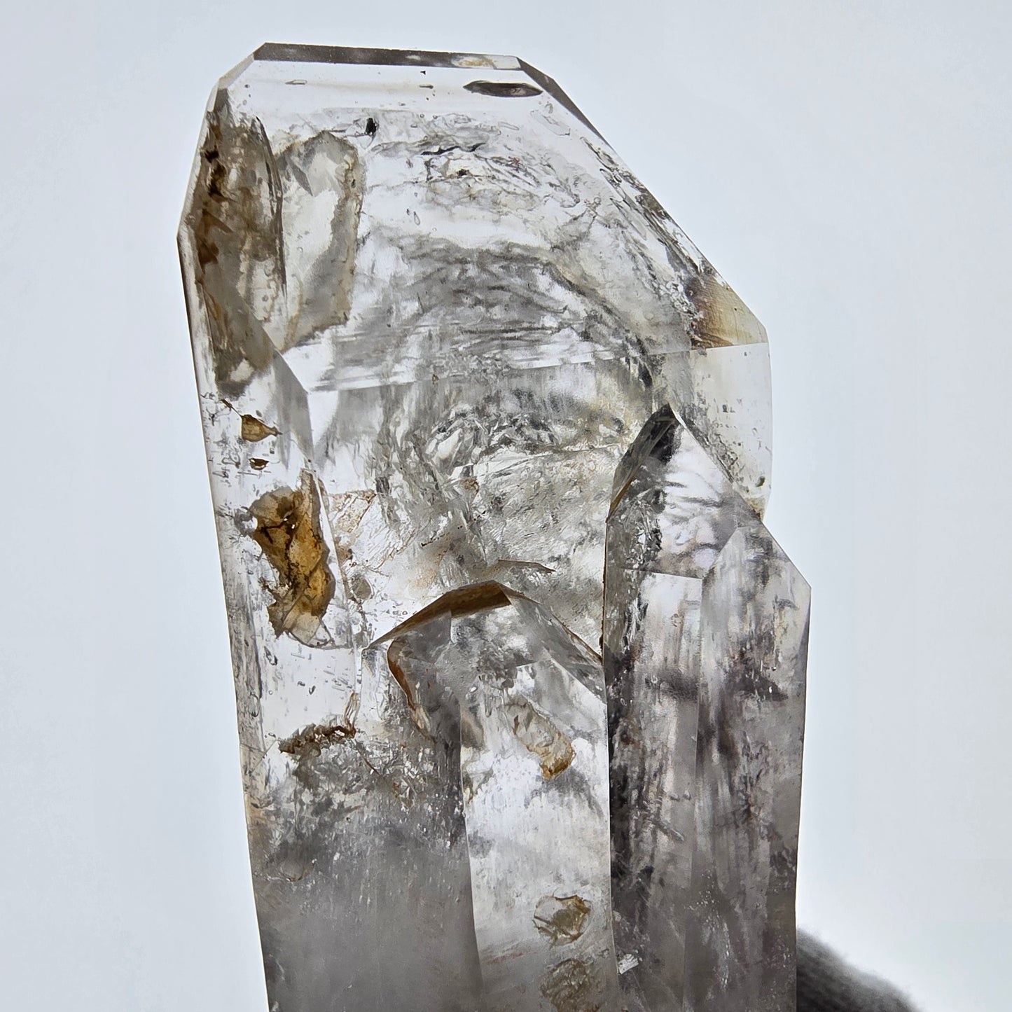 Sceptre en quartz fumé lémurien Enhydro, 1x Goboboseb de poche Bubble Valentine Namibie 96 x 38 x 25 mm