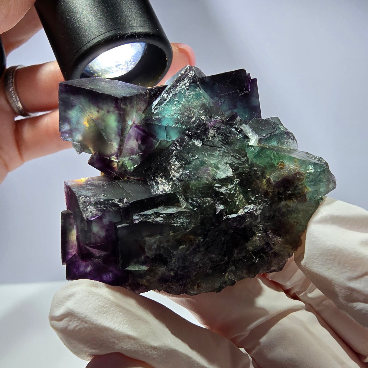 Spécimen de cube de fluorite fantôme, parqueté, zonal Okorusu, Namibie 49*45*27mm