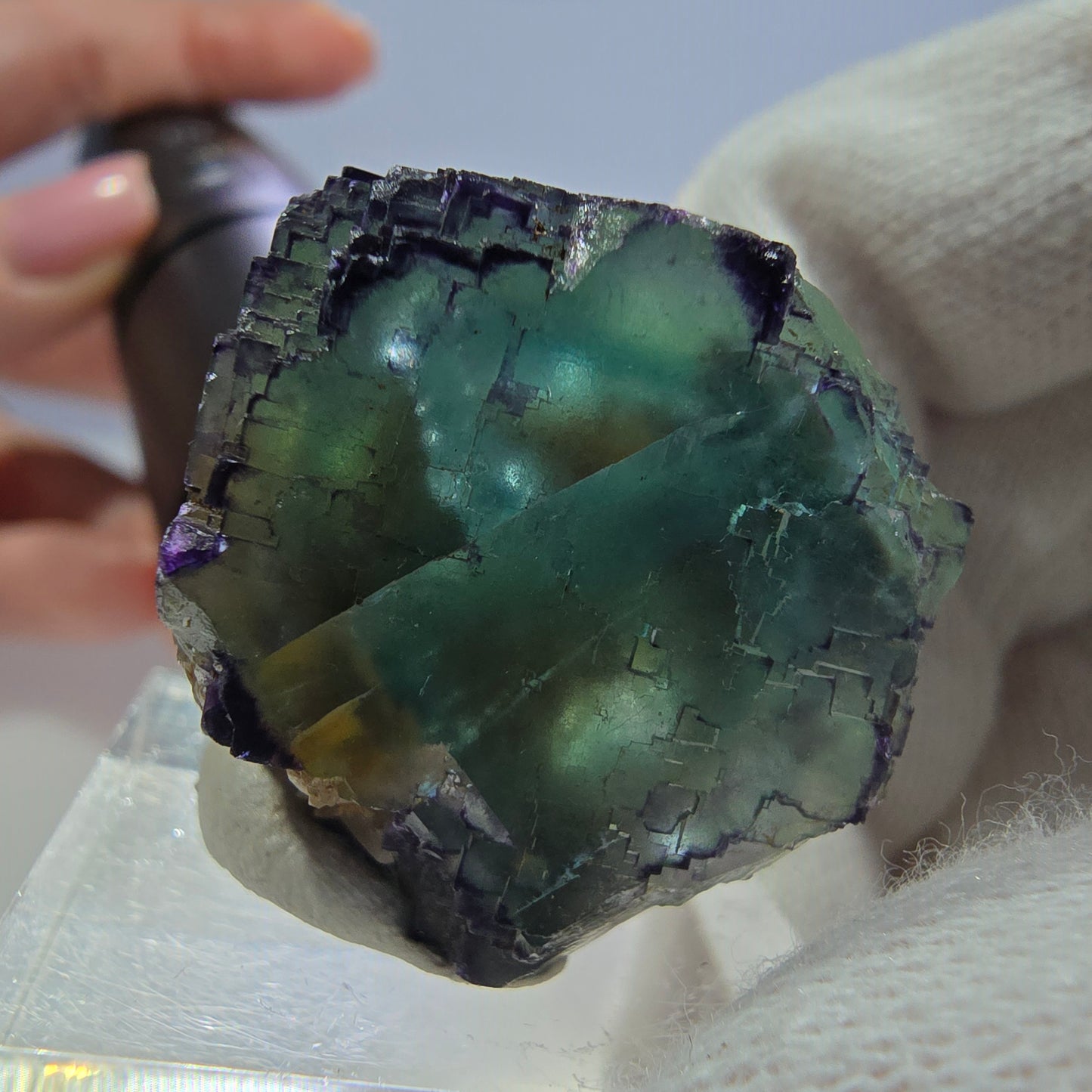 Phantom Fluorit Würfel Stufe parkettiert zonal Okorusu, Namibia 30*24*22mm