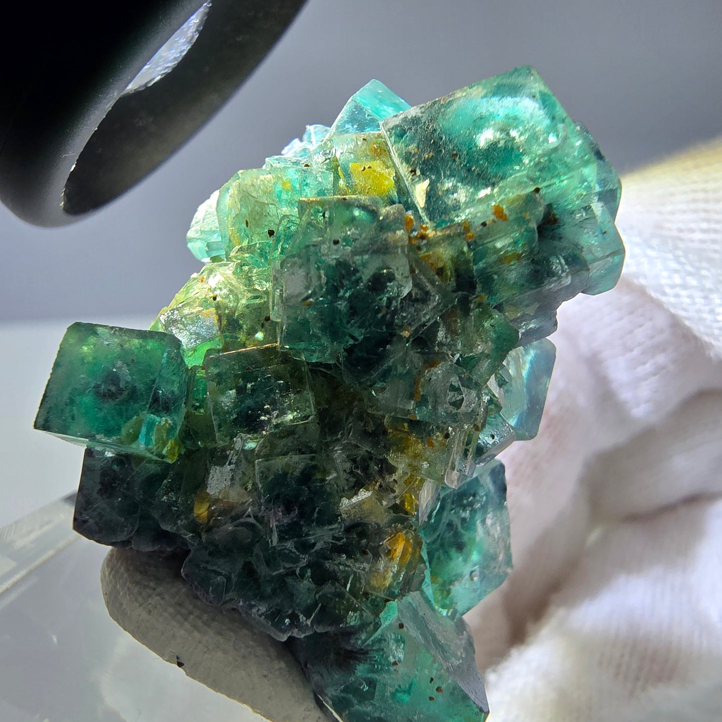 Cube de fluorite fantôme, spécimen de tourmaline Schorl, Erongo, Namibie, 34 x 27 x 22 mm