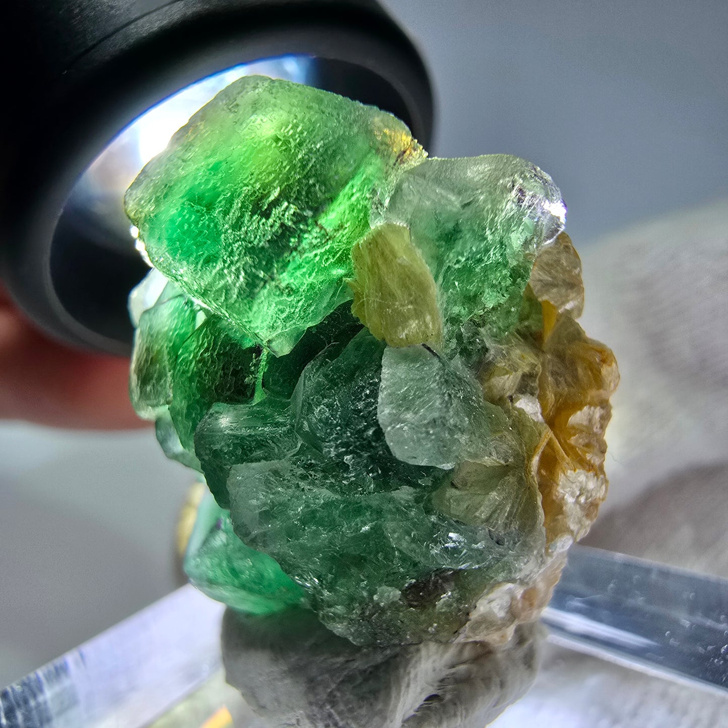 Cube de fluorite fantôme, spécimen de muscovite, Erongo, Namibie, 27 x 25 x 19 mm