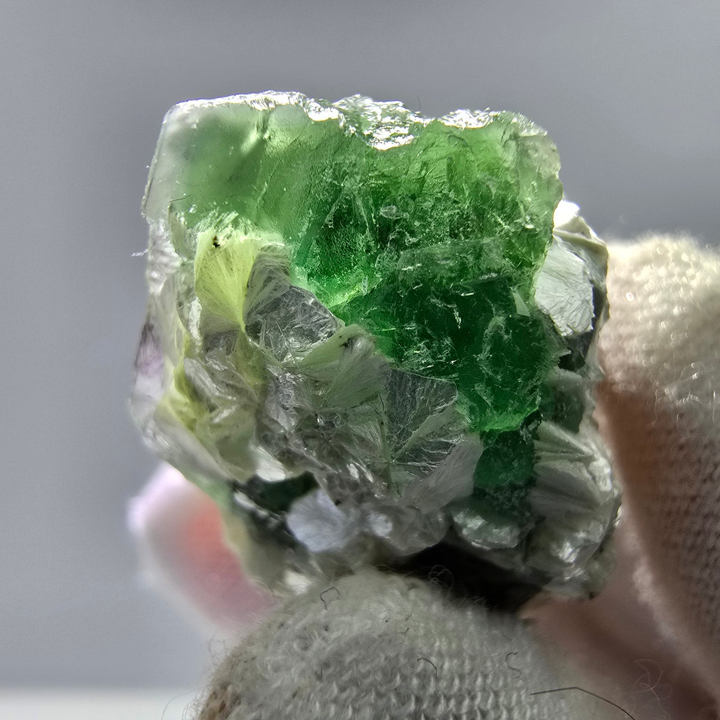 Phantom Fluorit Würfel, Muskovit Stufe Erongo, Namibia 28*21*18mm Sammlung