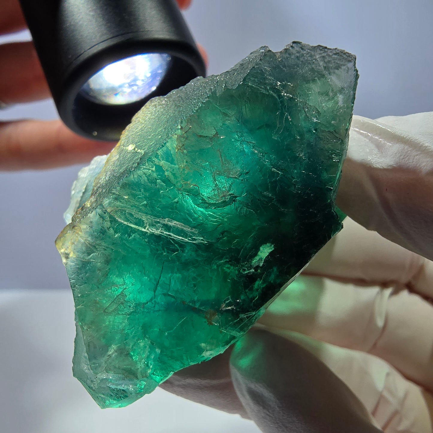 Rare spécimen de cube de fluorite fantôme, parqueté vert Okorusu, Namibie, 66 x 47 x 35 mm