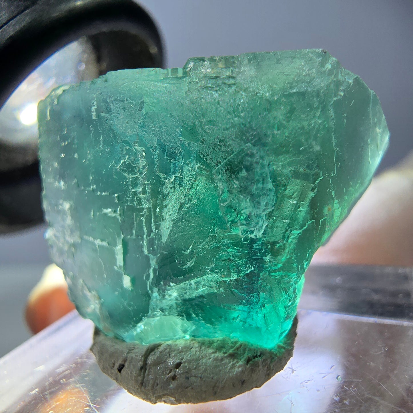 Klarer Phantom Fluorit Würfel parkettiert, grün Okorusu, Namibia 21*20*19mm