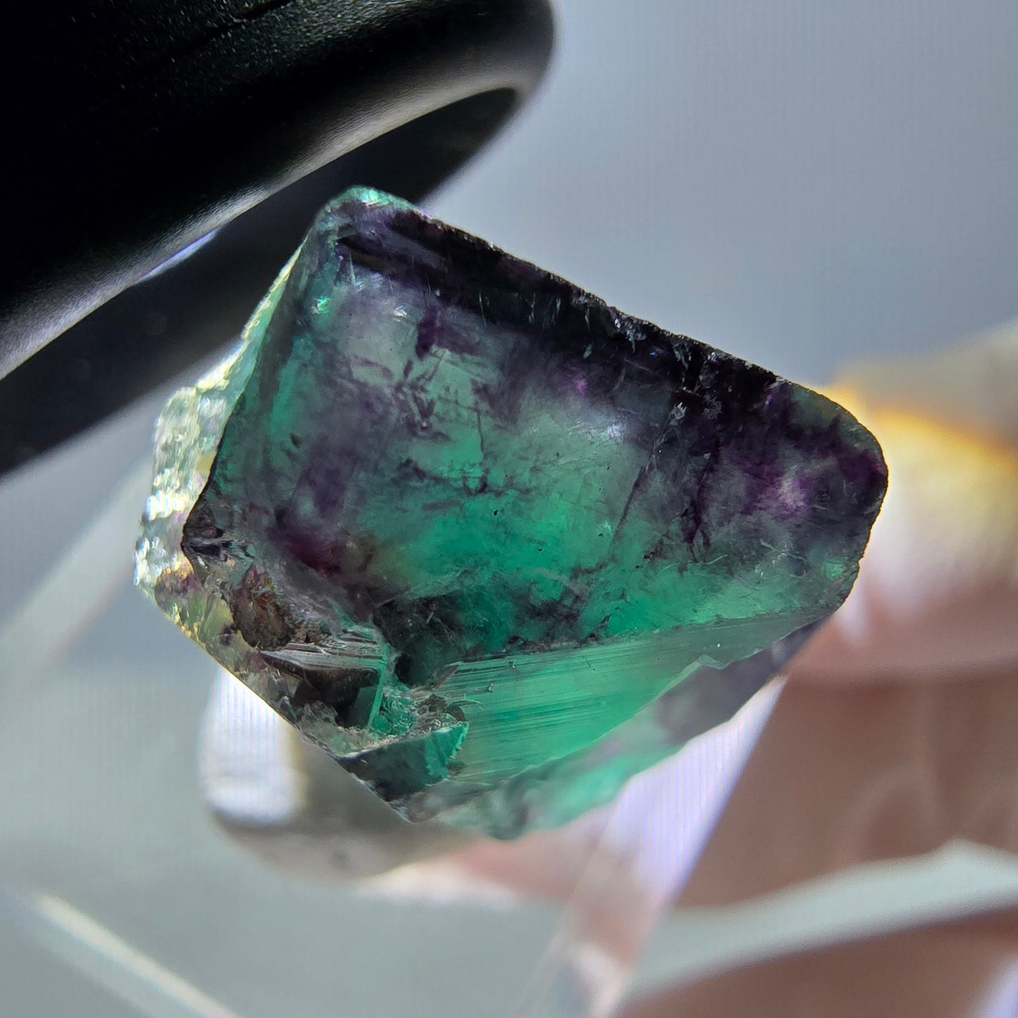 Phantom Fluorit Würfel Stufe, parkettiert grün lila Okorusu, Namibia 26*18*13mm