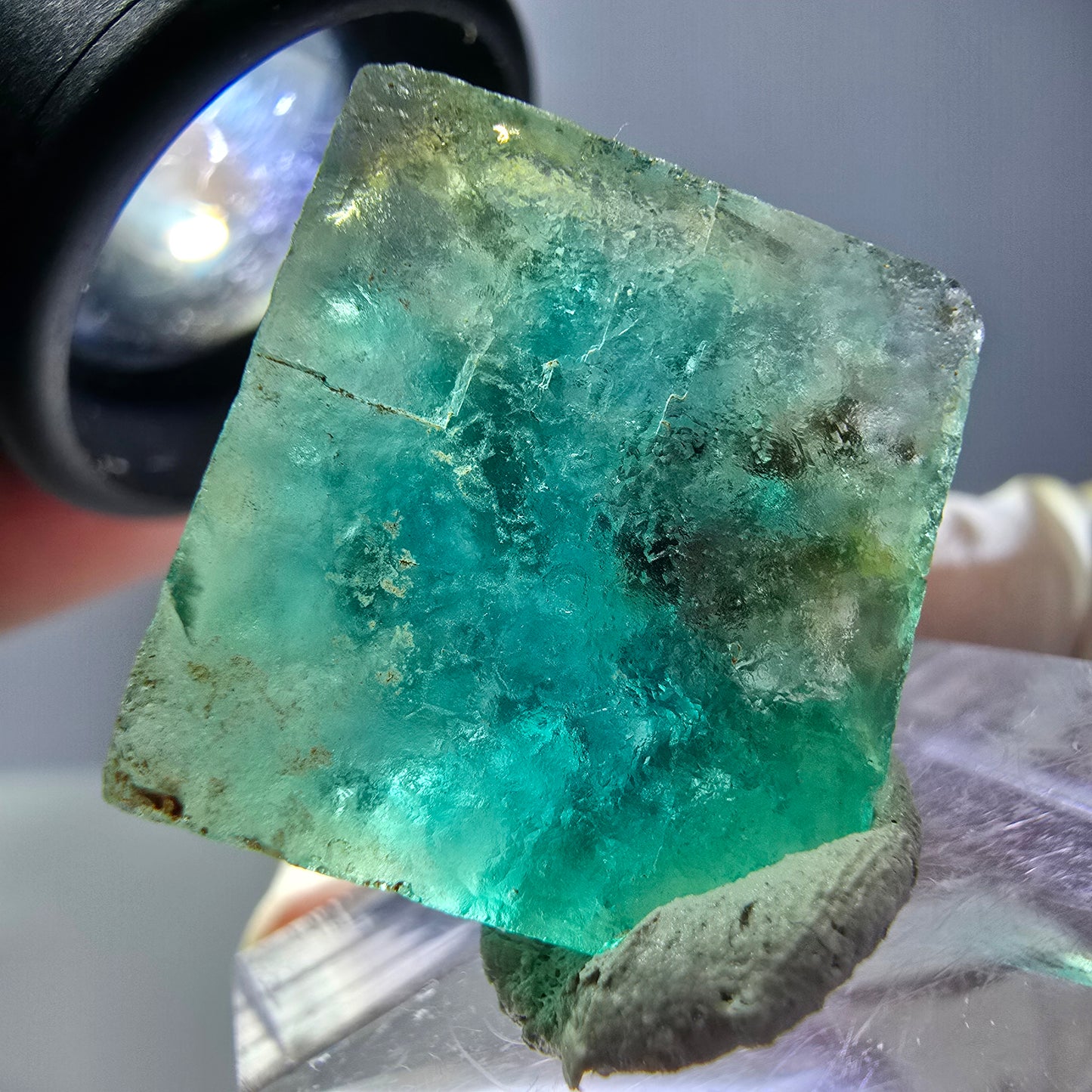 Klarer Phantom Fluorit Würfel parkettiert, grün Okorusu, Namibia 20*19*10mm