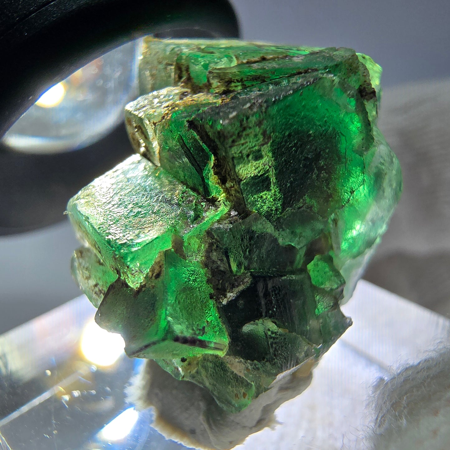 Spécimen de cube de fluorite fantôme, vert-brun, Erongo, Namibie, 23 x 18 x 16 mm