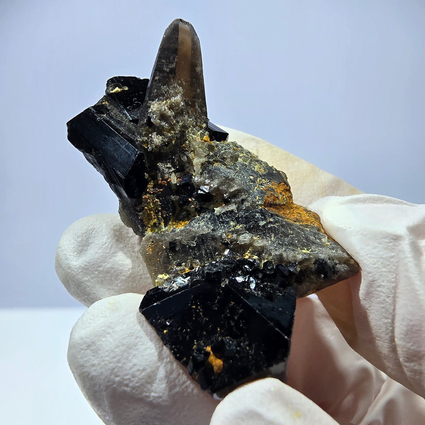 Sym. Tourmaline Schörl, stade de quartz fumé Erongo, Namibie 42*25*20mm