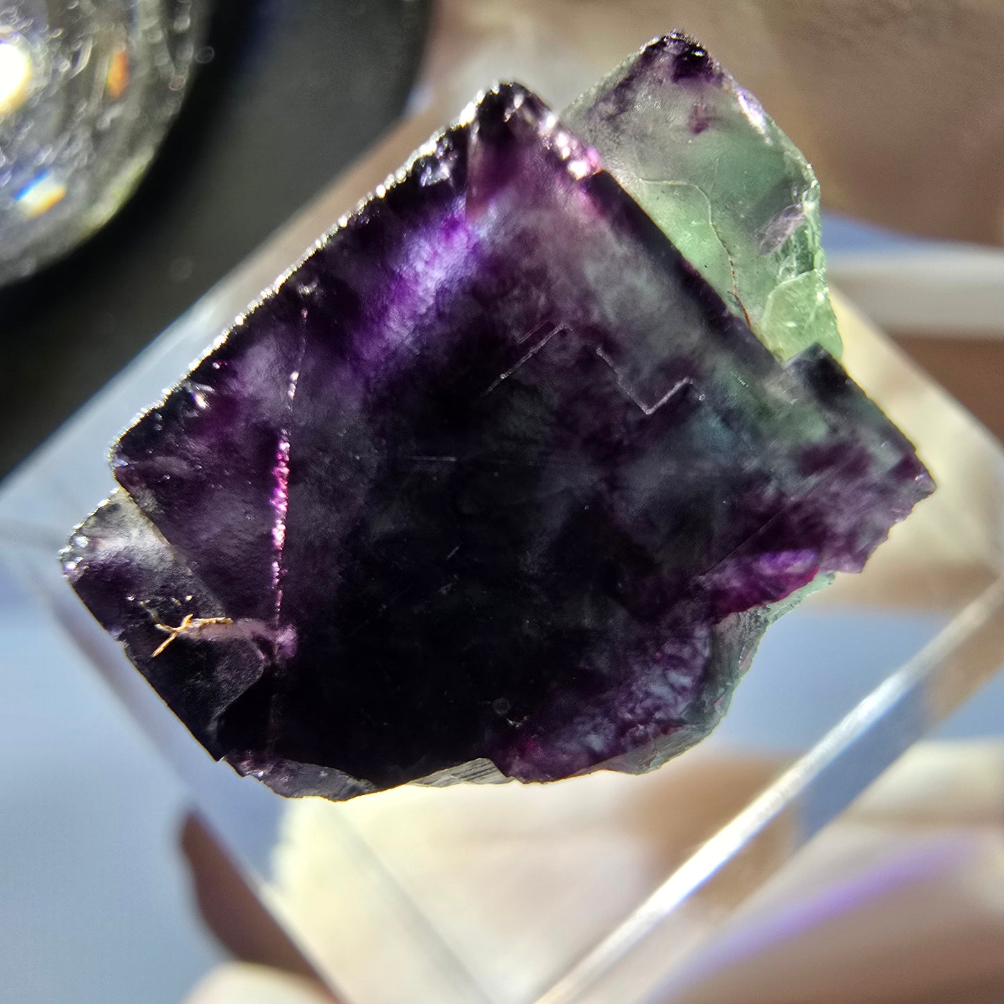 Phantom Fluorit Würfel parkettiert, grün lila Okorusu, Namibia 17*17*11mm