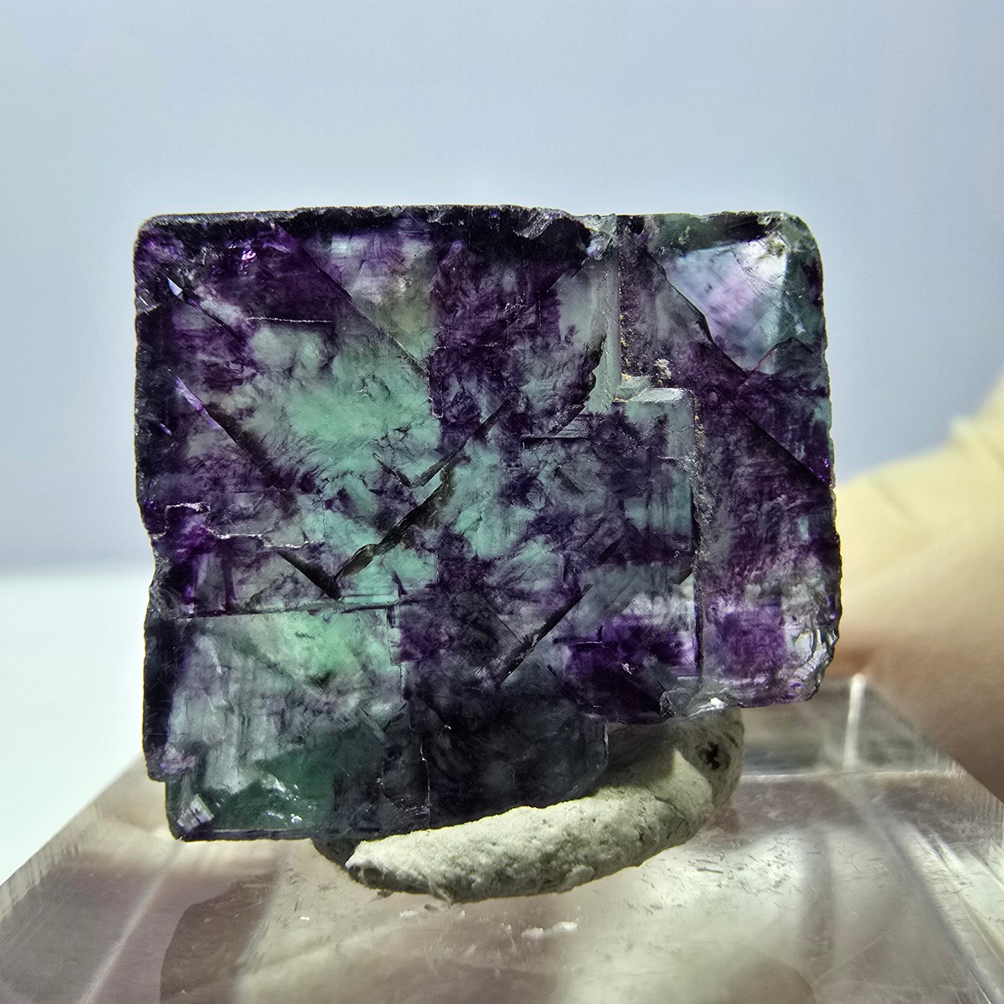 Phantom Fluorit Würfel parkettiert, grün lila Okorusu, Namibia 19*17*9mm