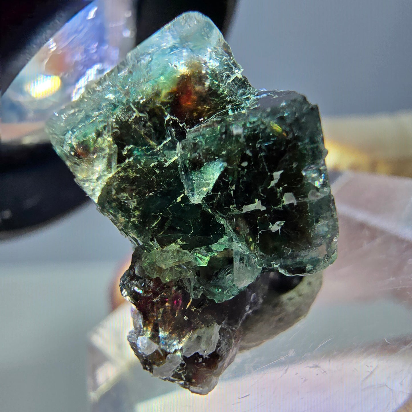 Phantom Fluorit Würfel Stufe, grün parkettiert Okorusu, Namibia 21*16*13mm