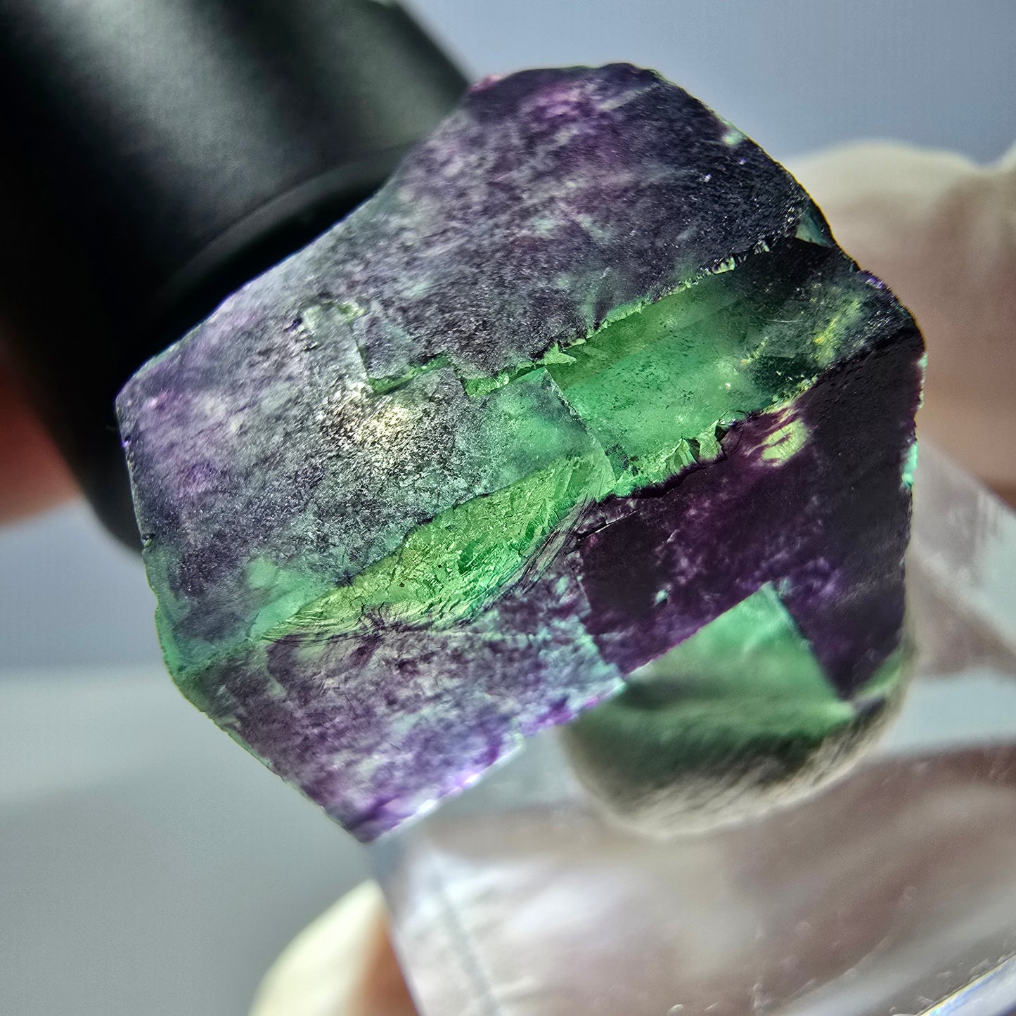 Phantom Fluorit Würfel Stufe grün lila zonal 11:11 Angel Pocket, Namibia 19*19*19mm