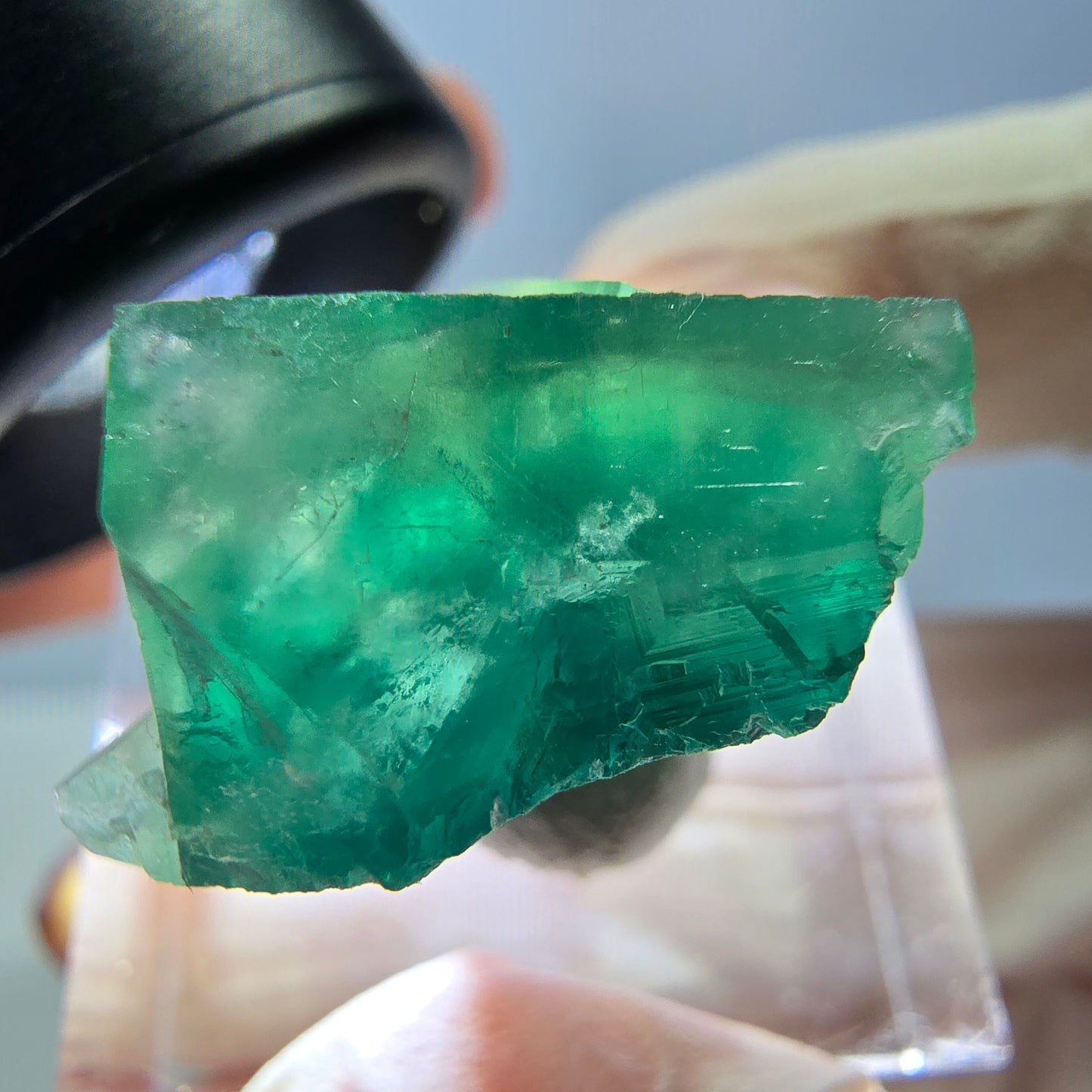 Phantom Fluorit Würfel Stufe, grün parkettiert Okorusu, Namibia 23*22*13mm