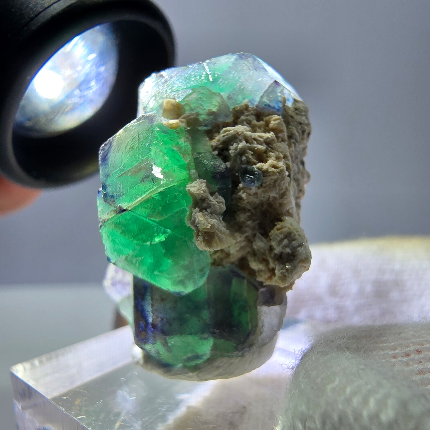 Cube de fluorite fantôme zonal, spécimen d'orthose, Erongo, Namibie, 31 x 23 x 19 mm
