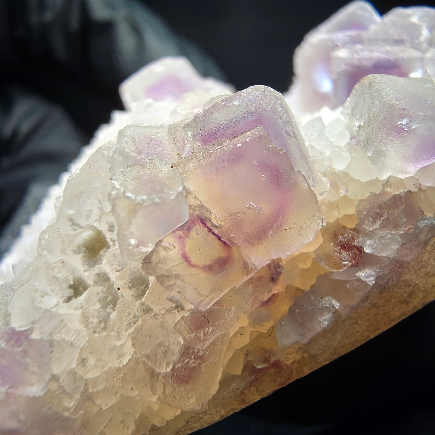 Cube de fluorite fantôme vert violet, spécimen de quartz Omehane, Namibie 55*42*18mm