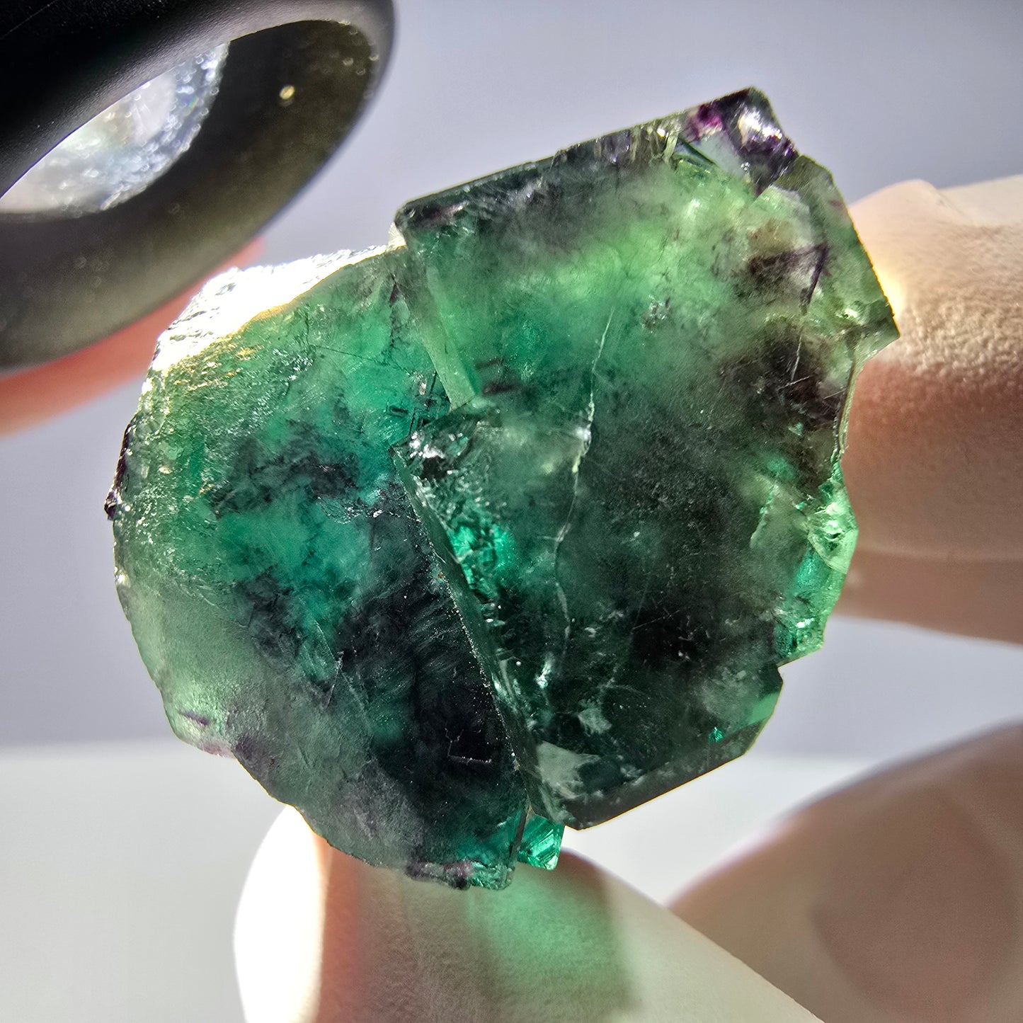 Spécimen de cube de fluorite fantôme parqueté vert violet Okorusu, Namibie 31*28*24mm