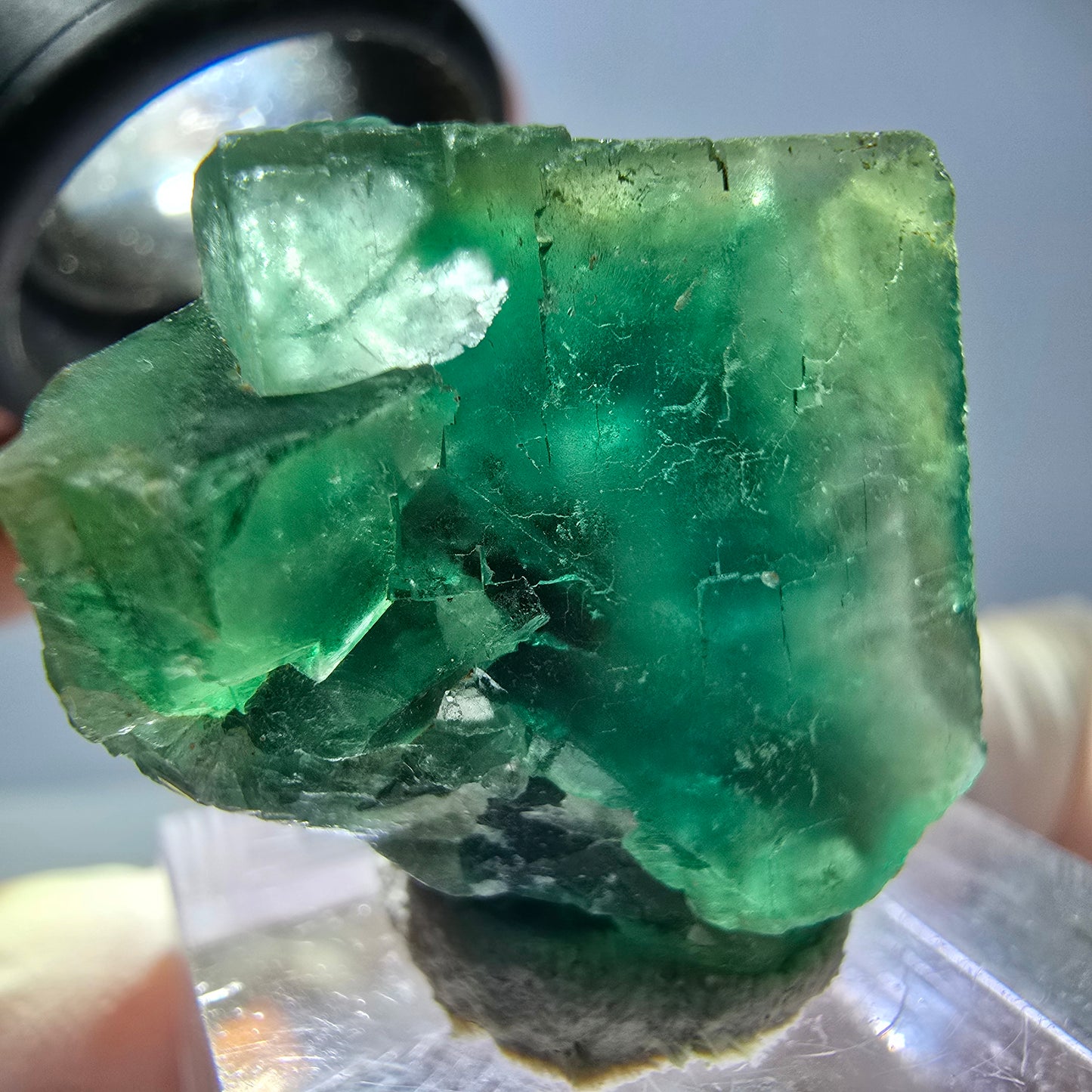 Phantom Fluorit Würfel Stufe, grün lila Okorusu, Namibia 27*25*17mm