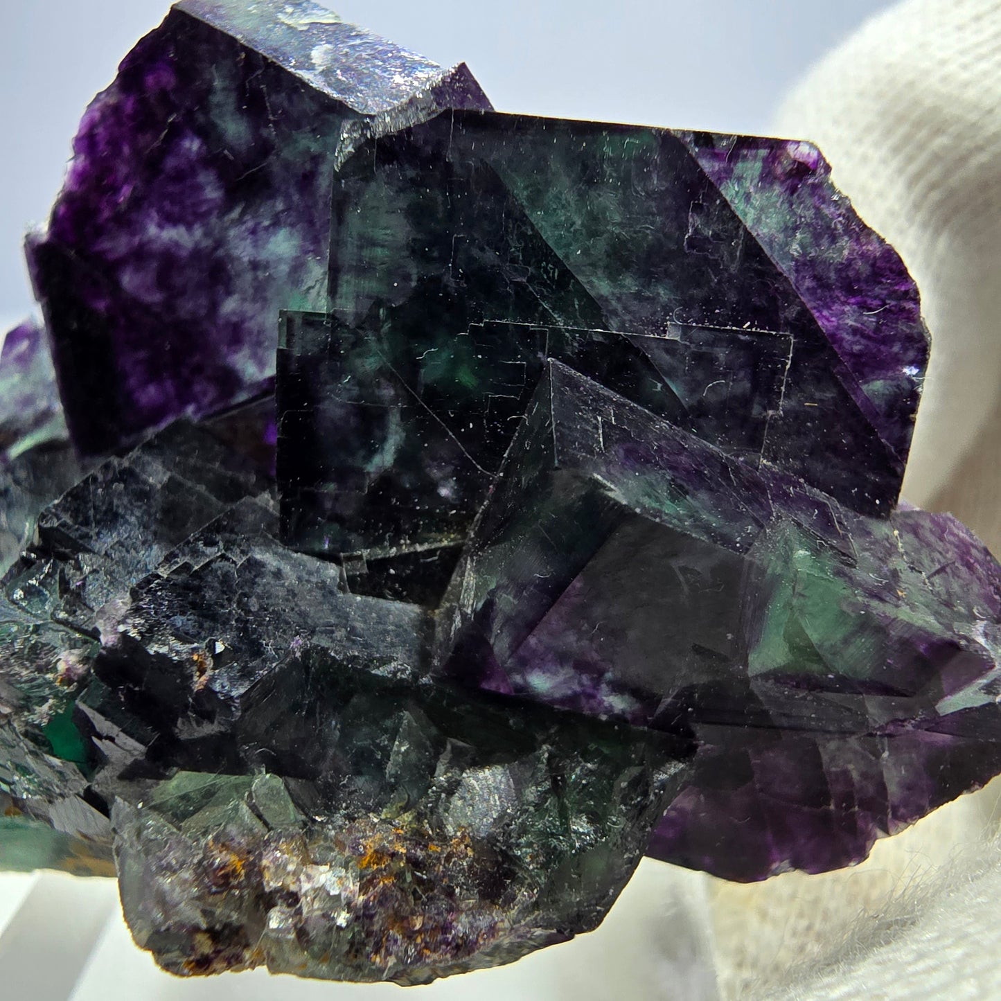 Seltene Phantom Fluorit Würfel Stufe zonal grün lila Okorusu, Namibia 43*38*18mm