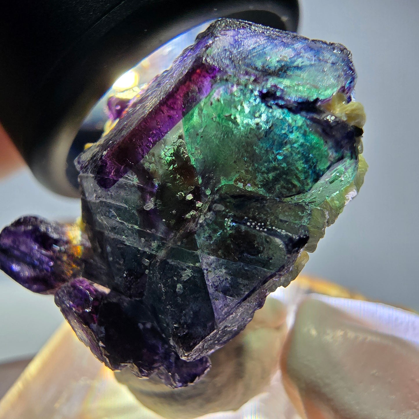 Cubes de fluorite fantôme colorés hexagonaux, tourmaline Schorl Erongo, Namibie 27 x 25 x 20 mm