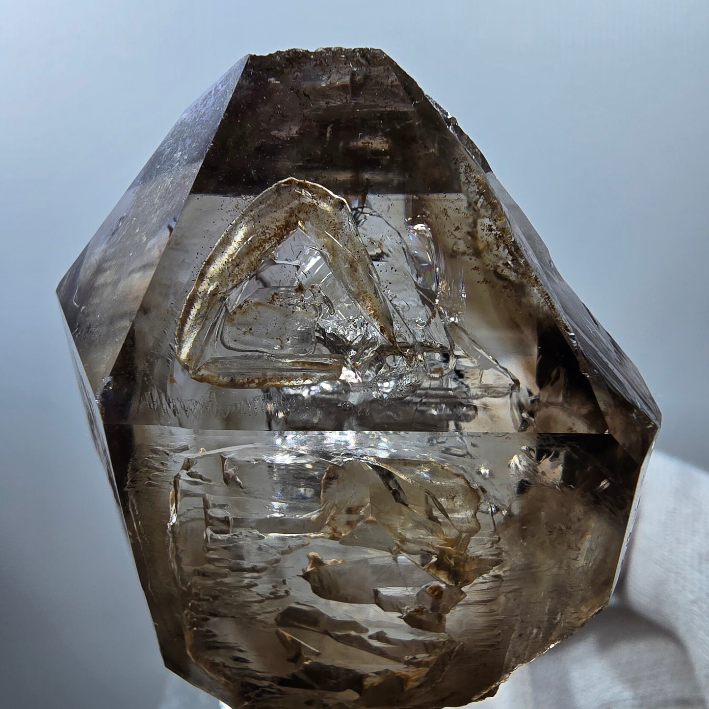 Enhydro Skeleton Smoky Quartz DT Scepter, 1x Bubble Valentine Pocket Gobobs. Namibia 79*49*30mm