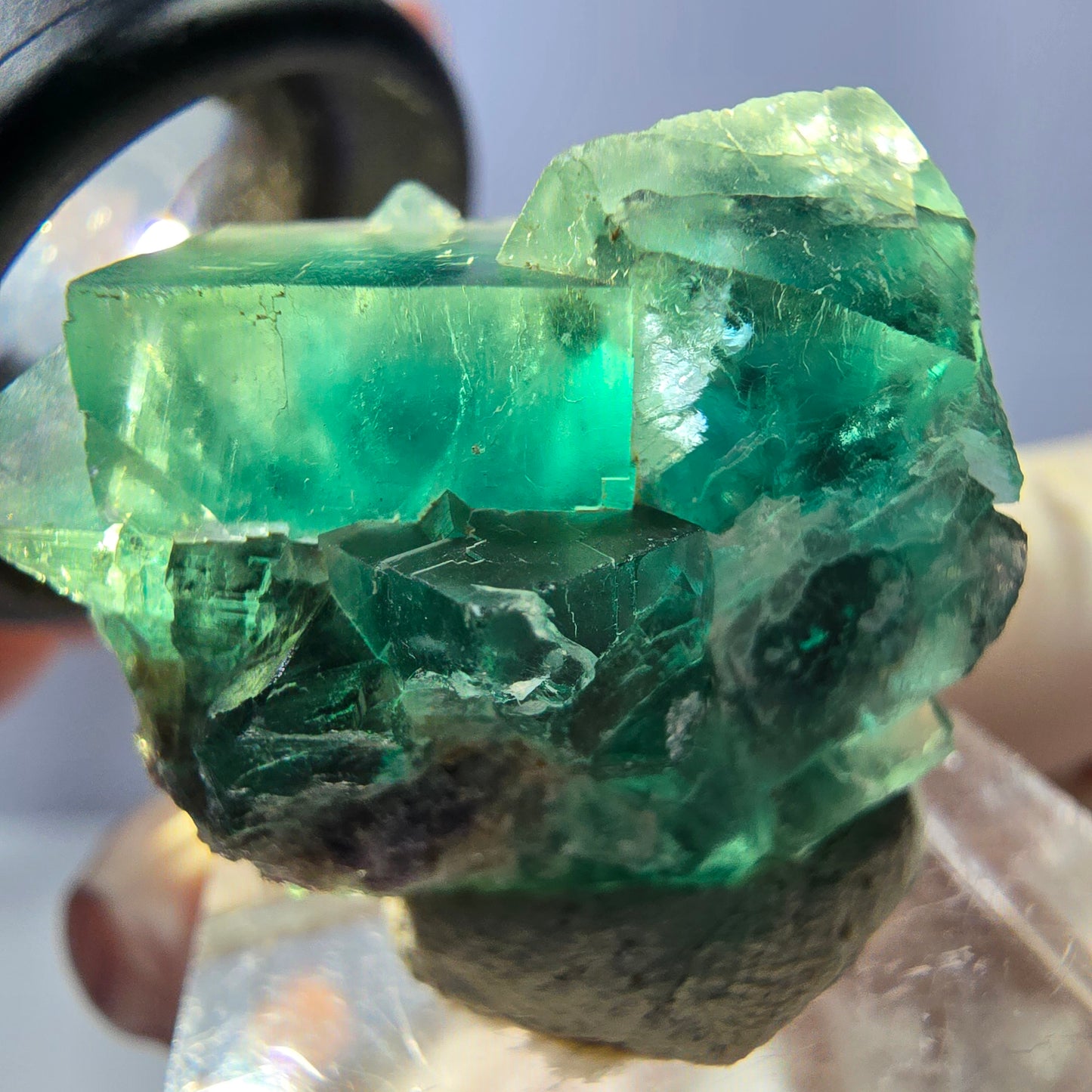Seltene Phantom Fluorit Würfel Stufe, grün Okorusu, Namibia 26*23*16mm