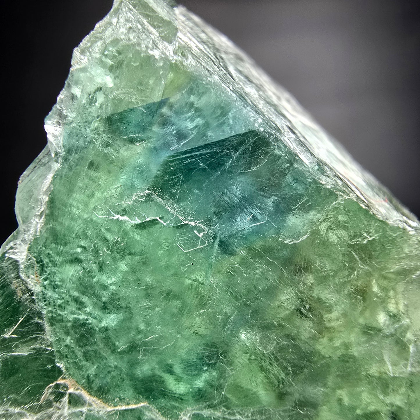 Cube de fluorite fantôme étagé vert turquoise Omehane, namibie 65*54*33mm