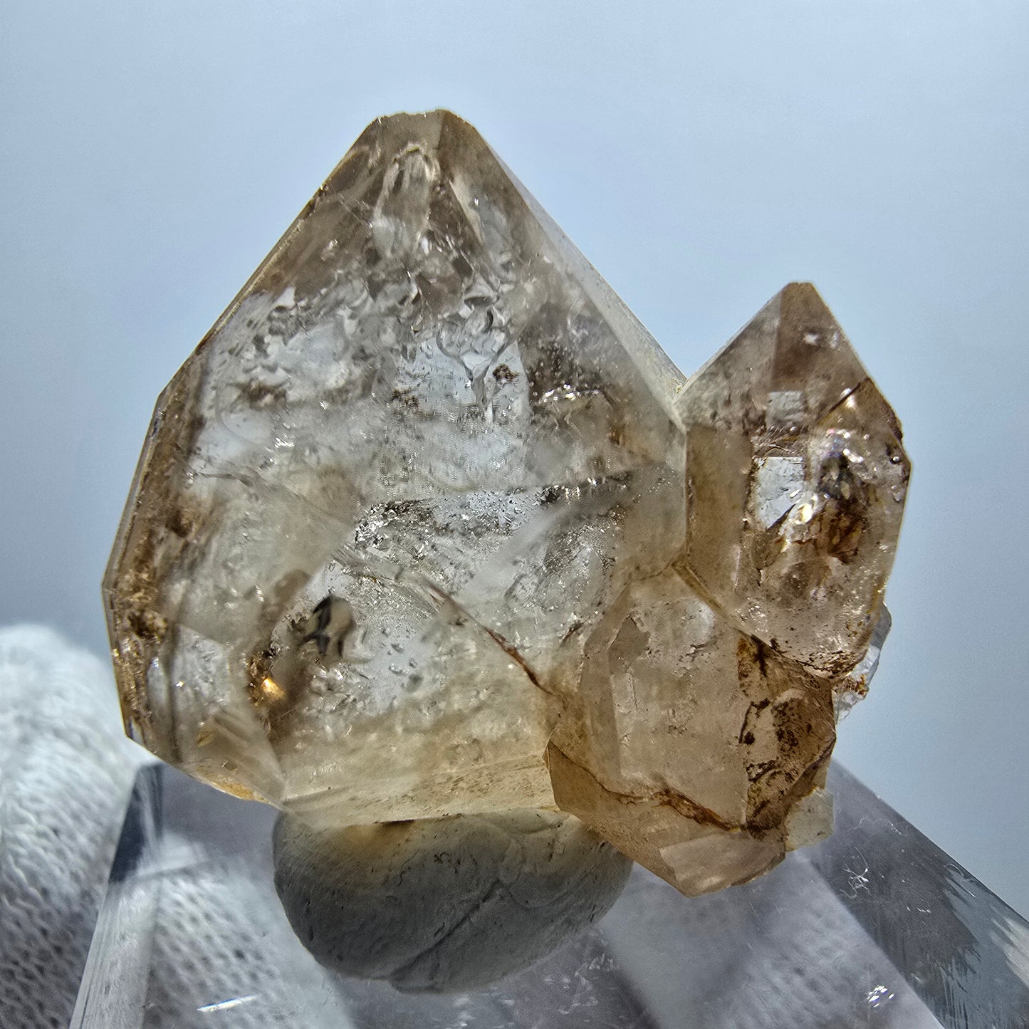 Enhydro Phantom Smoky Quartz Scepter, 1x Bubble Goboboseb, Namibia 25*24*17mm
