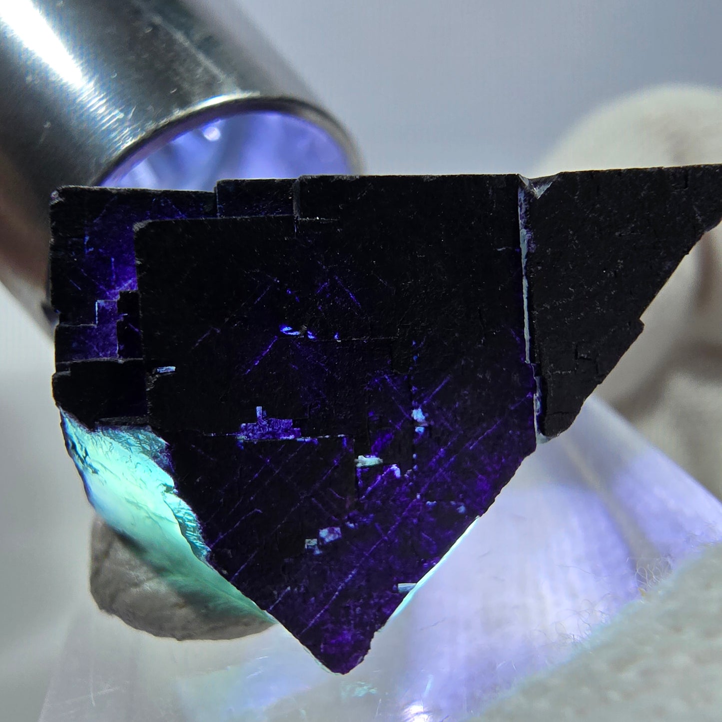 Fluorite cube, parquetted green purple 11:11 Angel Pocket, Okorusu Mine Namibia 30*24*15mm