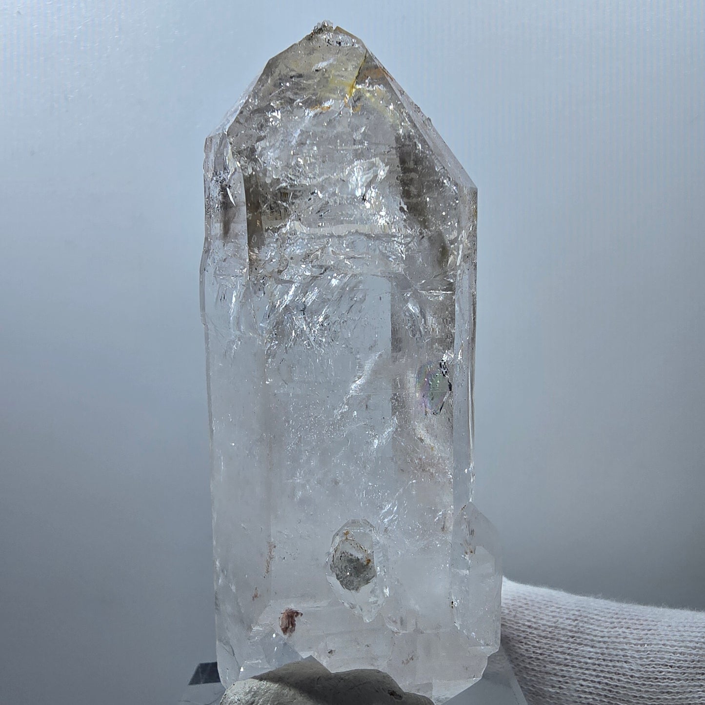 Quartz fumé lémurien Enhydro DT Sceptre Grande bulle Valentine Pocket Gob Namibie 89*37*25mm