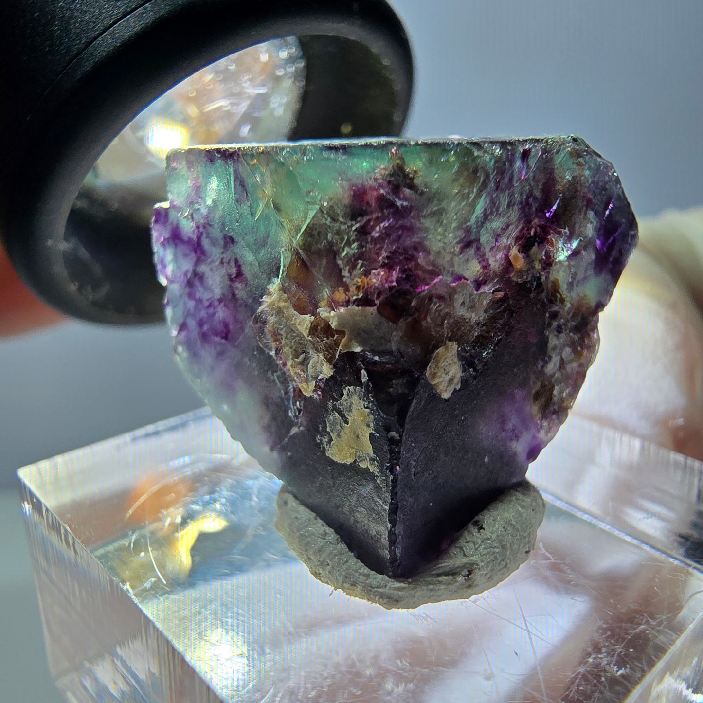 Phantom Fluorit Würfel Stufe, parkettiert grün lila Okorusu, Namibia 20*17*17mm