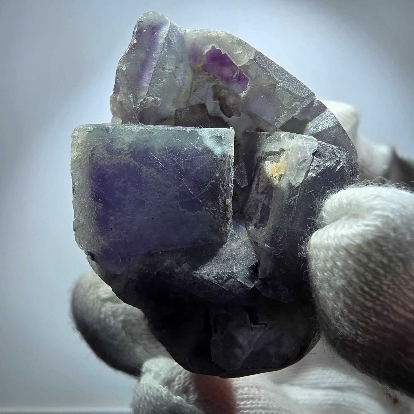 Cube de fluorite fantôme, spécimen de quartz vert violet, omégane, Namibie, 48 x 38 x 29 mm