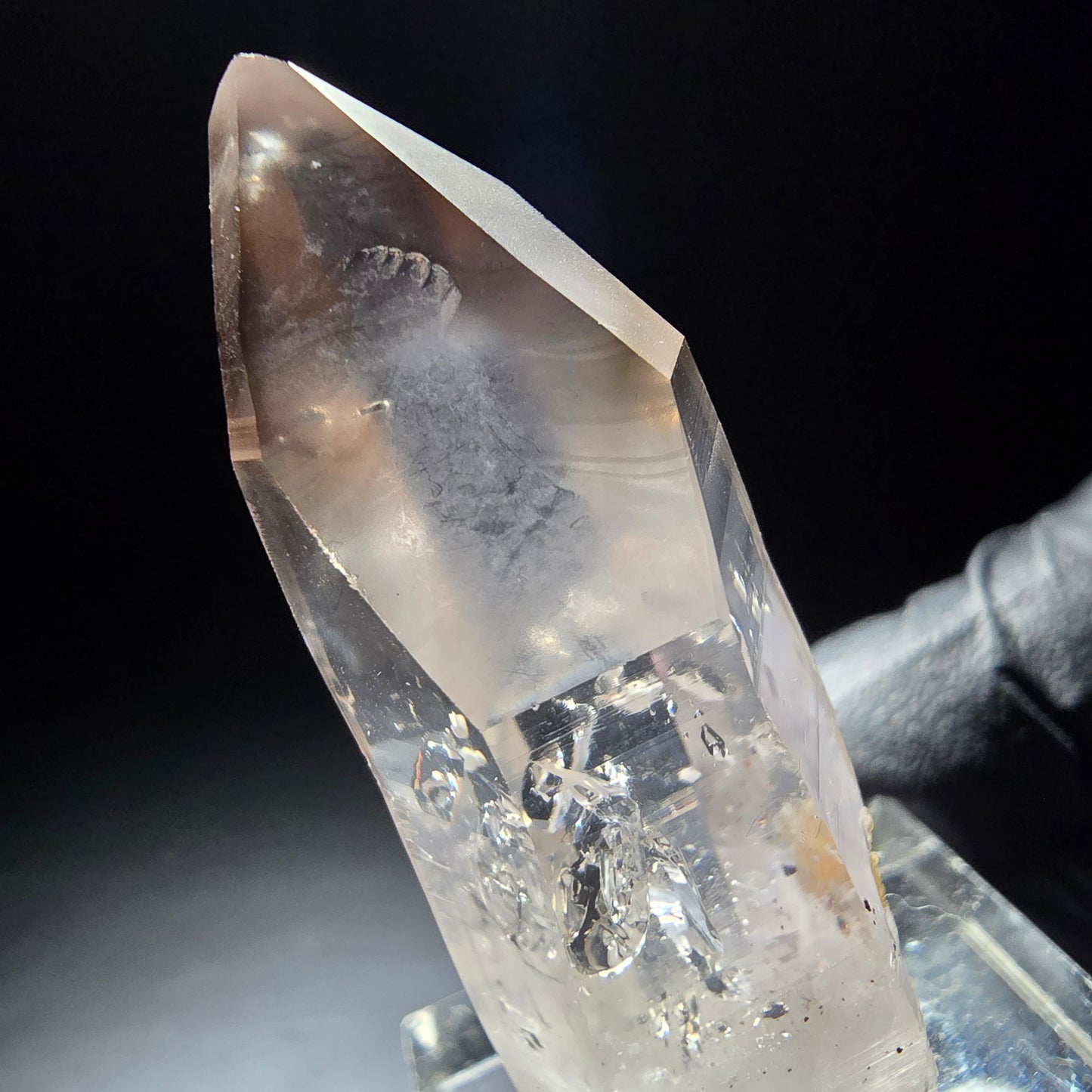 Klare Phantom Rauchquarz Zepter Spitze Goboboseb, Namibia 43*18*14mm Sammlung