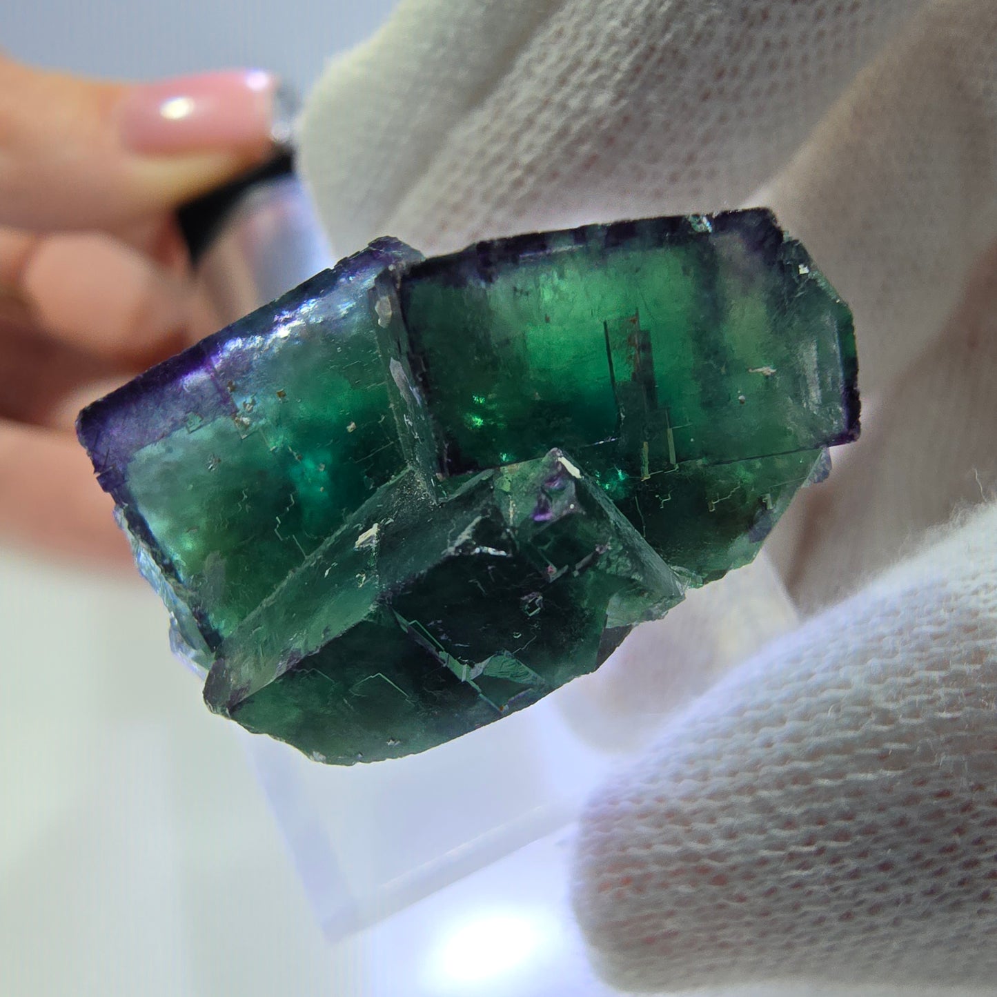 Phantom Fluorit Würfel Stufe parkettiert zonal Okorusu, Namibia 28*23*15mm