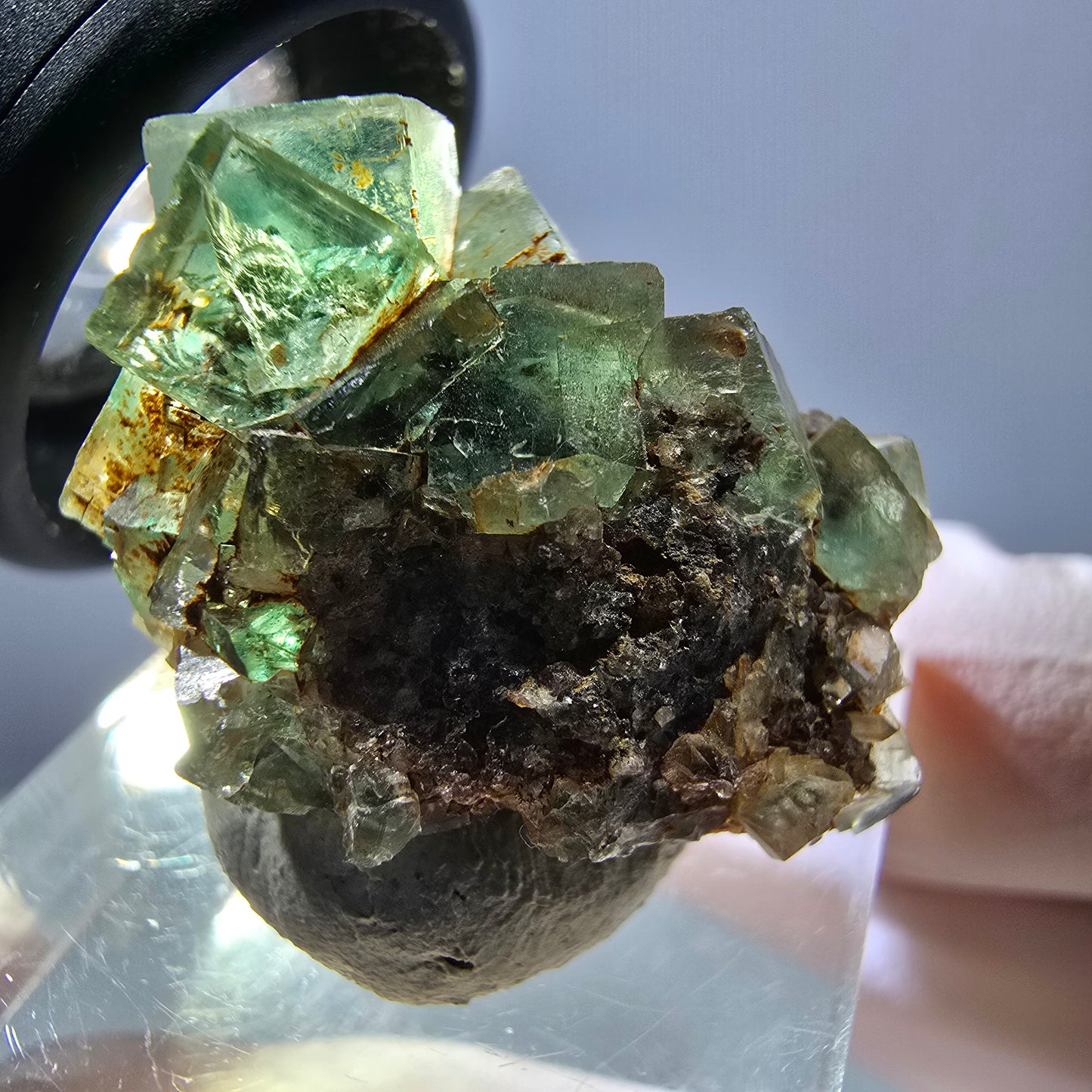 Spécimen de cube de fluorite fantôme, parquet vert Okorusu, Namibie 26 x 22 x 19 mm