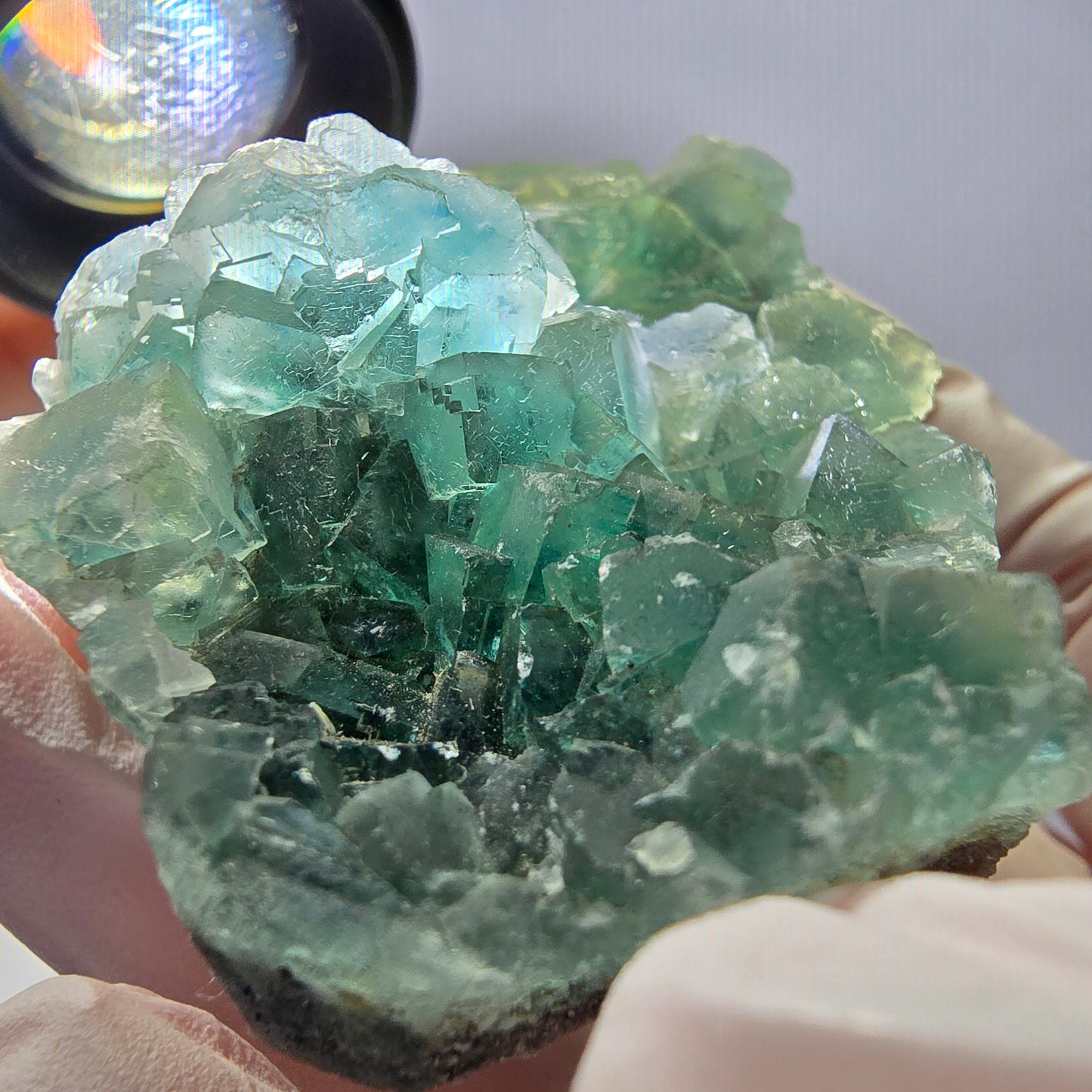Cube de fluorite fantôme vert étagé Okorusu, Namibie 61 x 42 x 20 mm