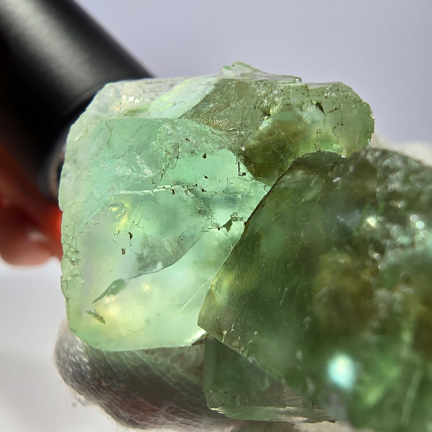 Rare spécimen de cube de fluorite fantôme, parqueté vert Okorusu, Namibie, 45 x 29 x 23 mm