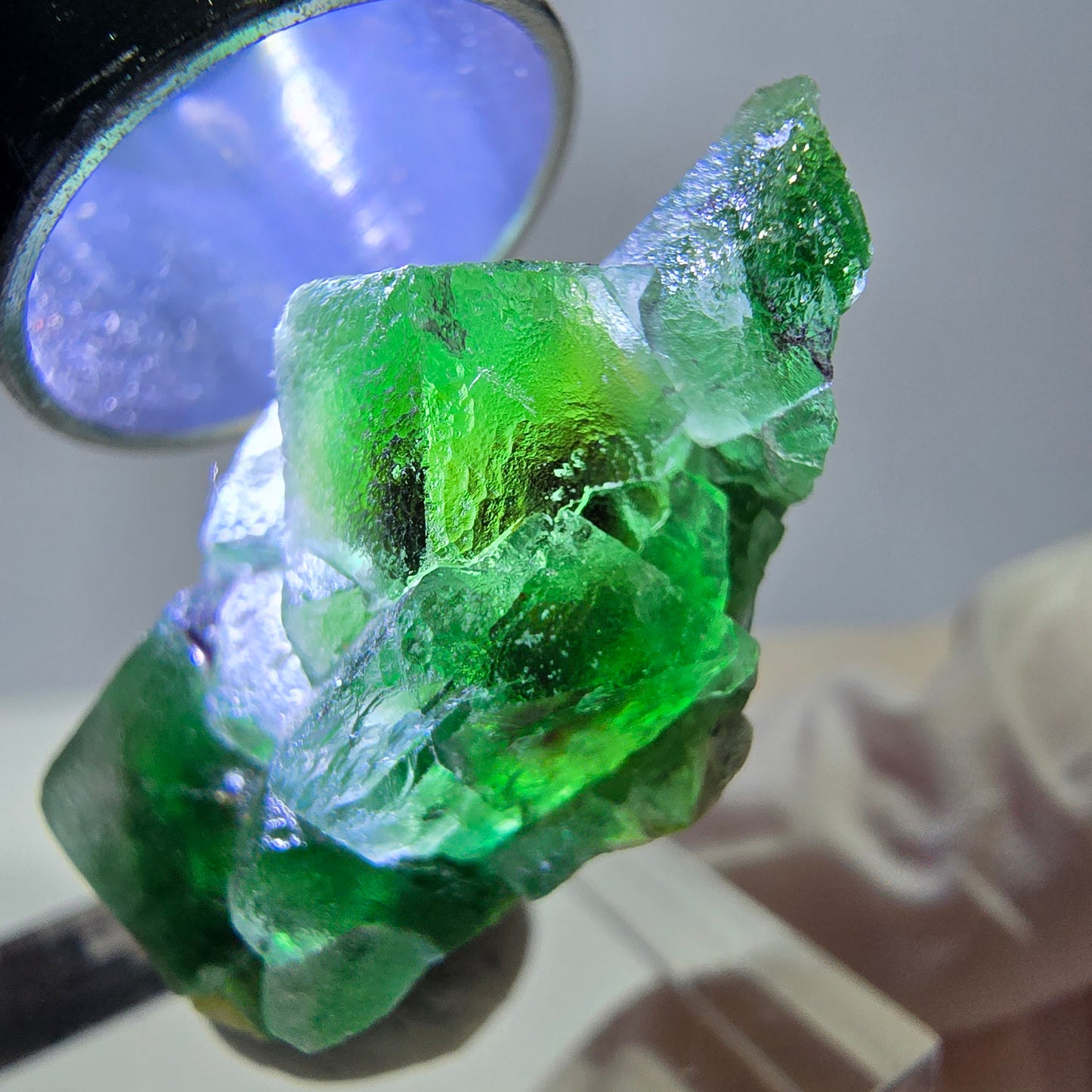 Cube de fluorite fantôme, spécimen de muscovite, Erongo, Namibie, 36 x 19 x 16 mm