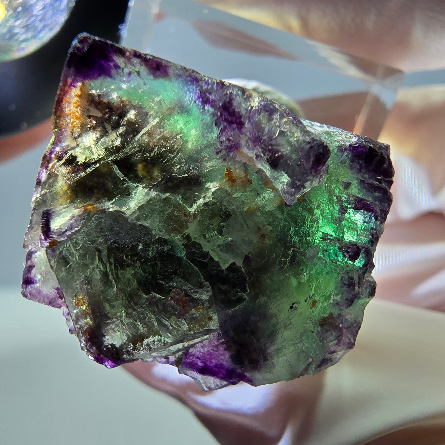 Phantom Fluorit Würfel Stufe, parkettiert, zonal Okorusu, Namibia 24*22*18mm