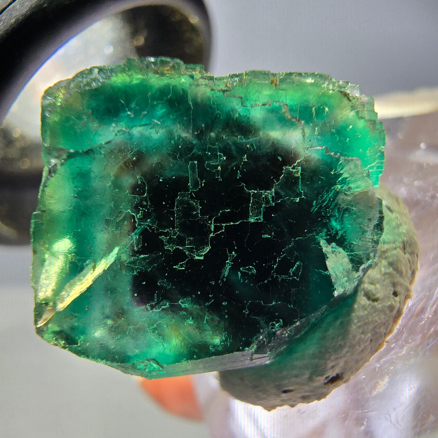 Klarer Phantom Fluorit Würfel parkettiert, grün Okorusu, Namibia 17*15*12mm